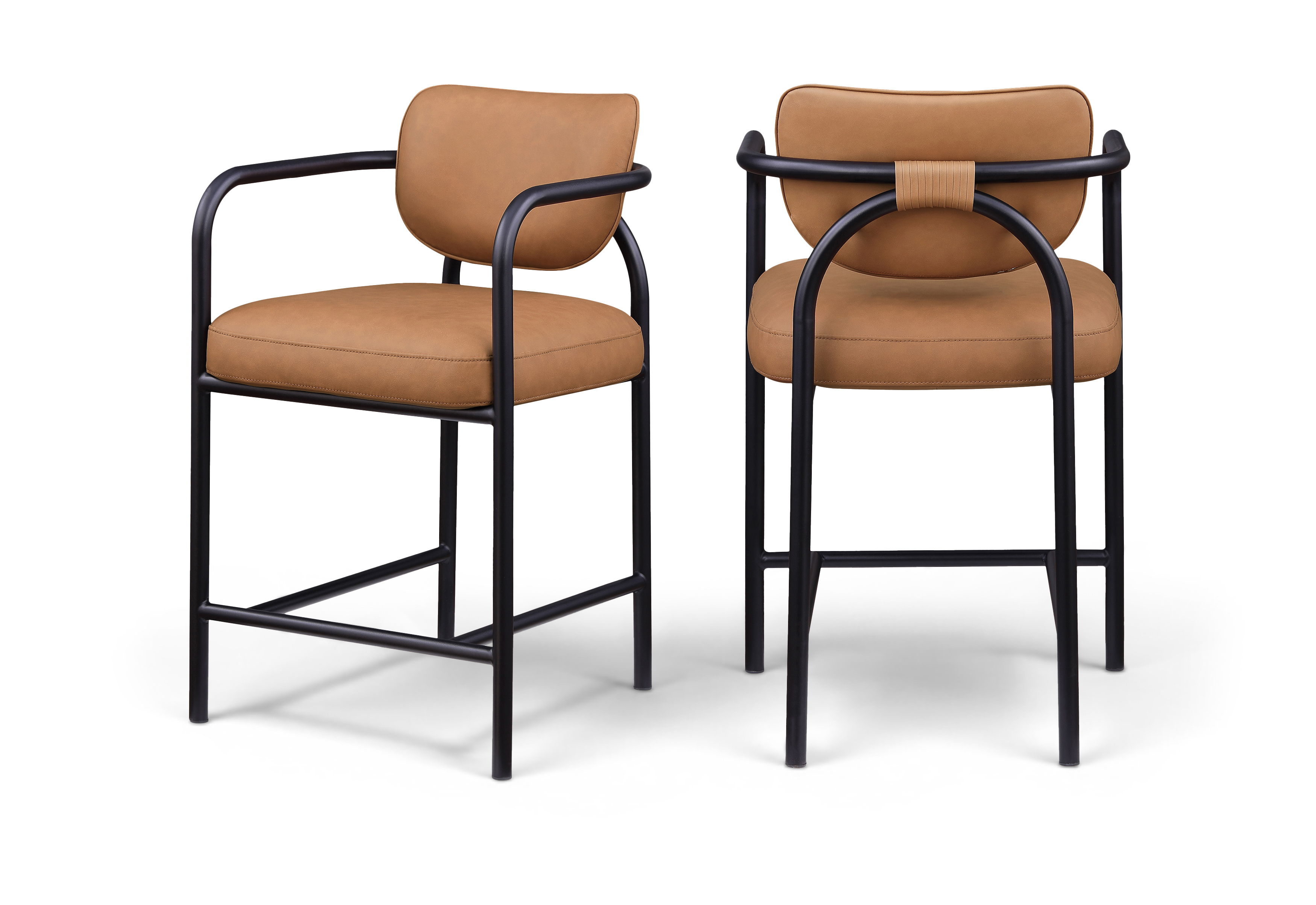 Serava - Vegan Leather Upholstered Counter Stool - Cognac
