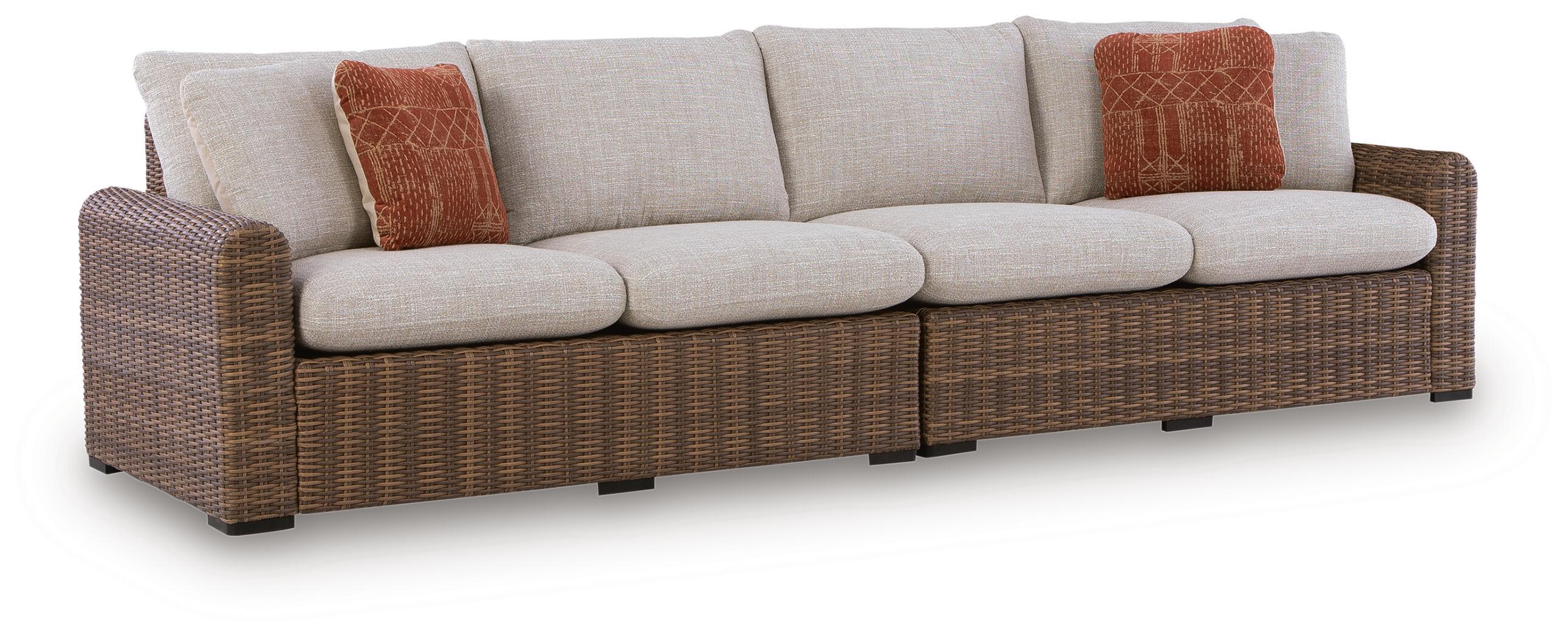 Dolan Creek – RAF/LAF Loveseat With Cushion (Set of 2) – Beige / Brown