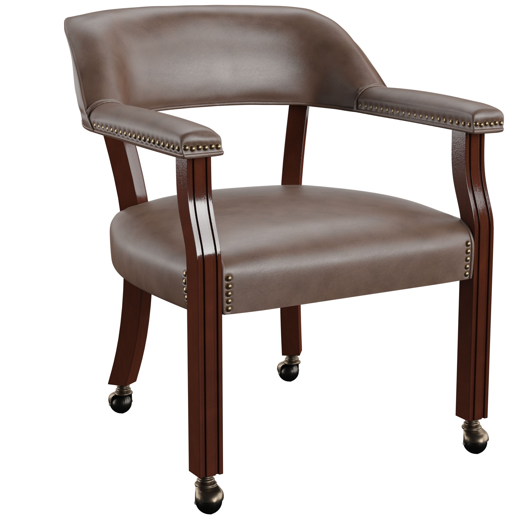 Tournament - Arm Chair With Casters - Brown