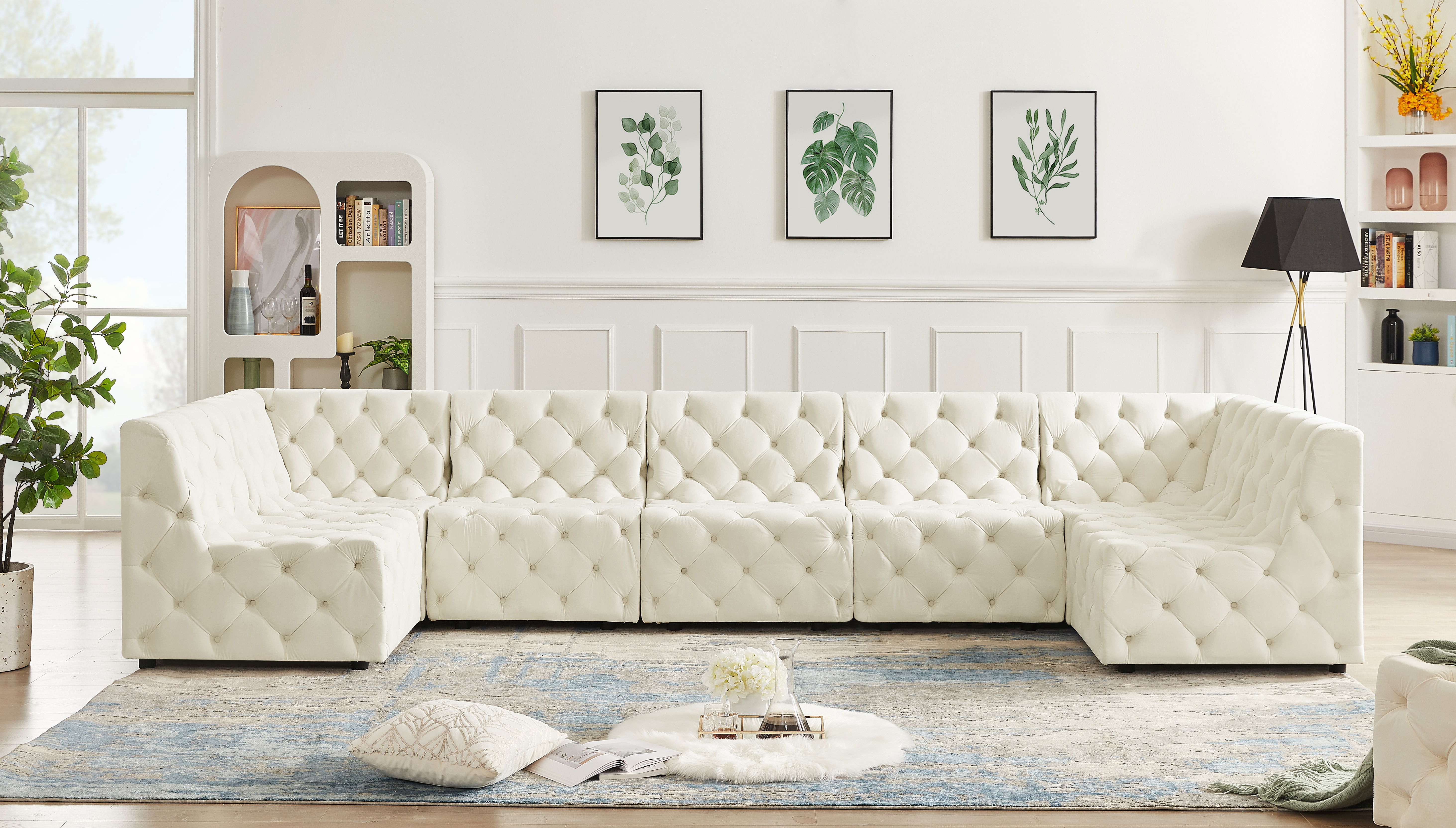 Tuft - 7 Piece Modular U-Shaped Sectional - Cream