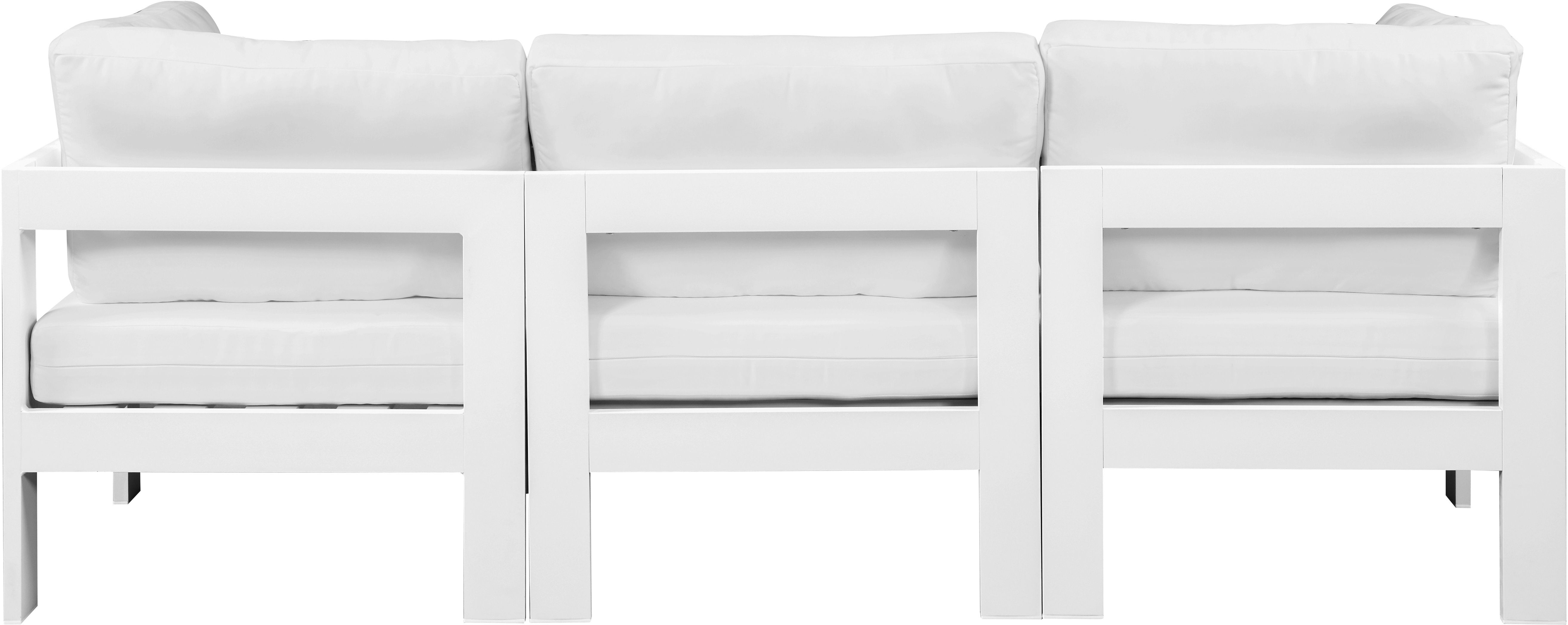 Nizuc - Outdoor Patio 3 Piece Modular Sofa With White Frame - White