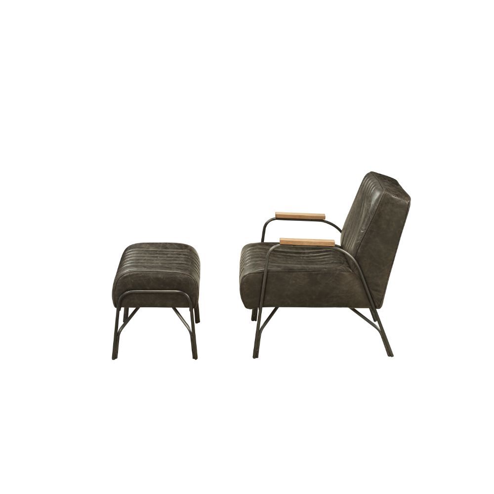 Sarahi - Accent Chair - Distress Espresso Top Grain Leather, black, view 3