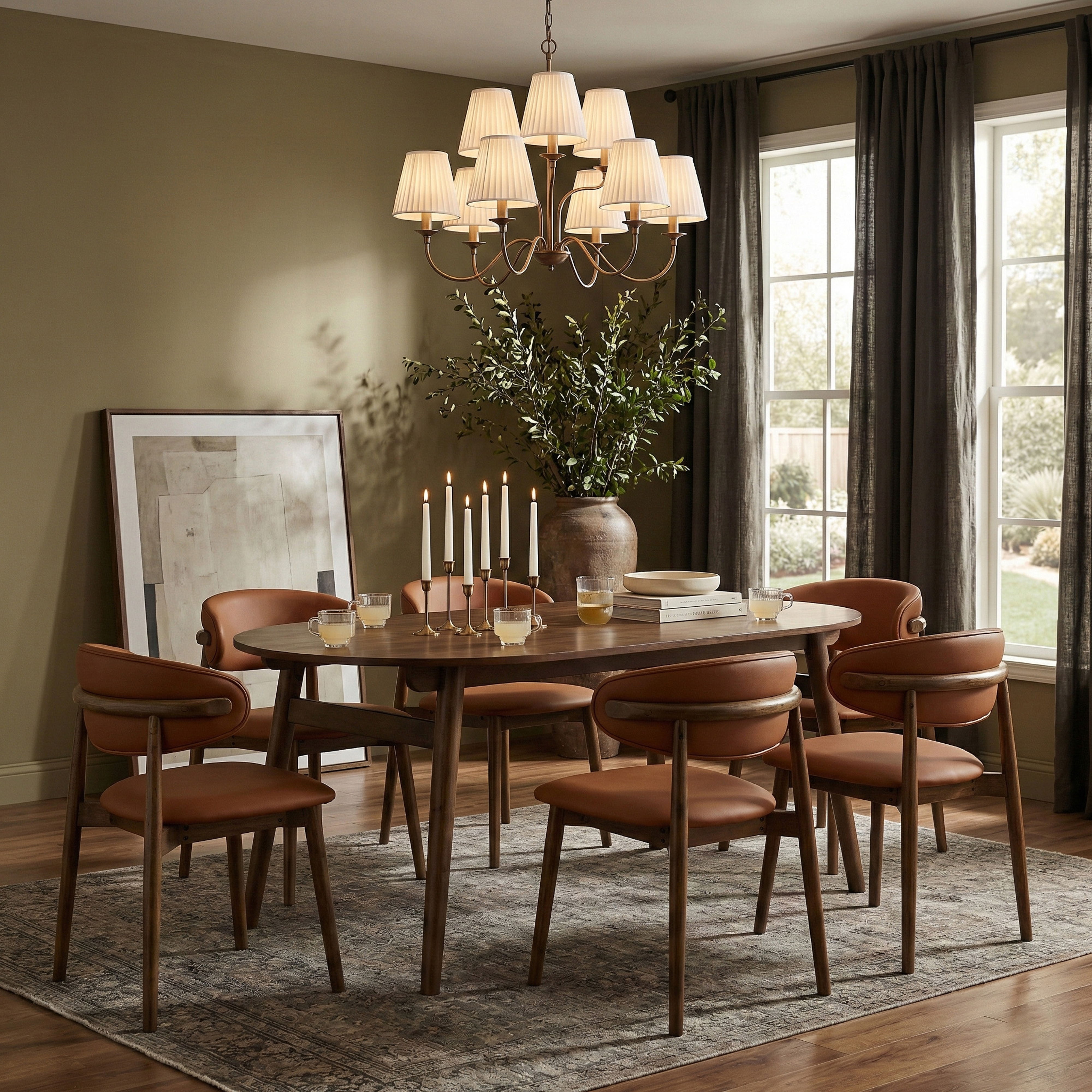 Leesa - 71" Solid Wood And Walnut Veneer Dining Table - Brown