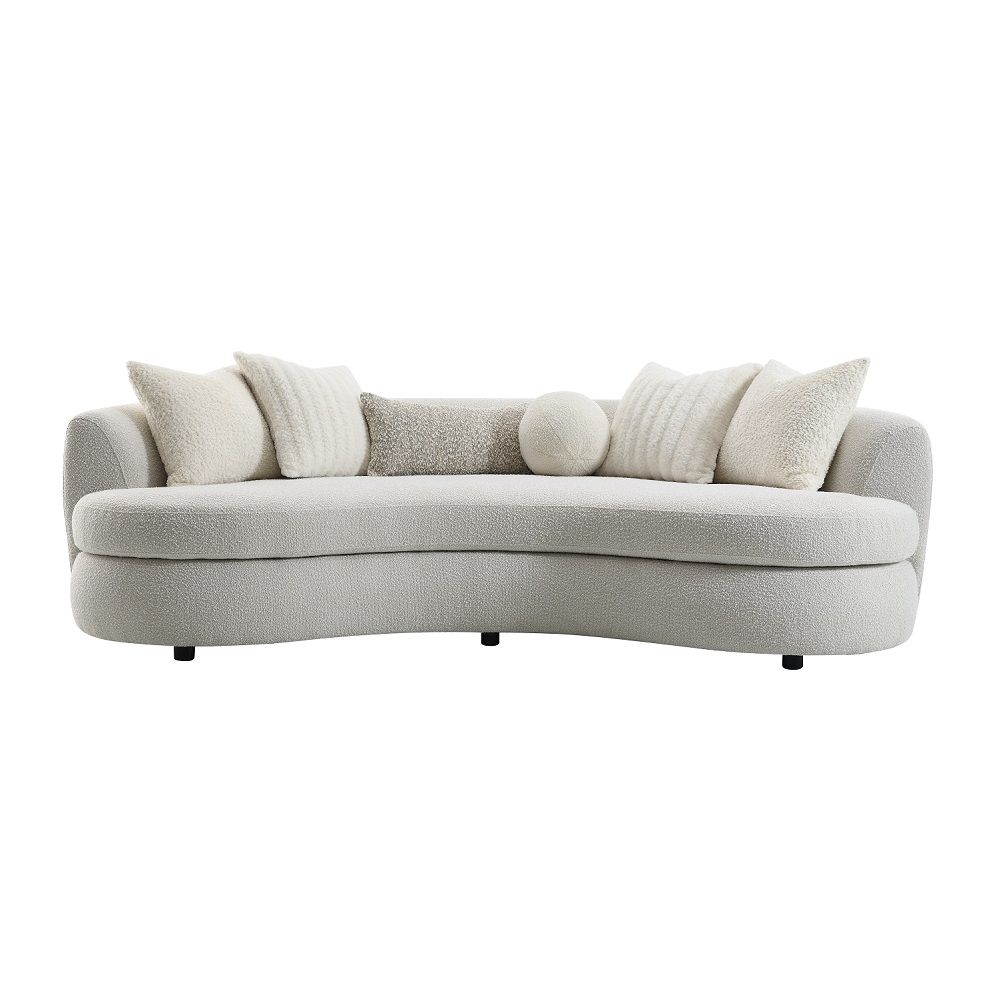 Iniko - Sofa With 6 Pillows - Beige Boucle, beige, view 8