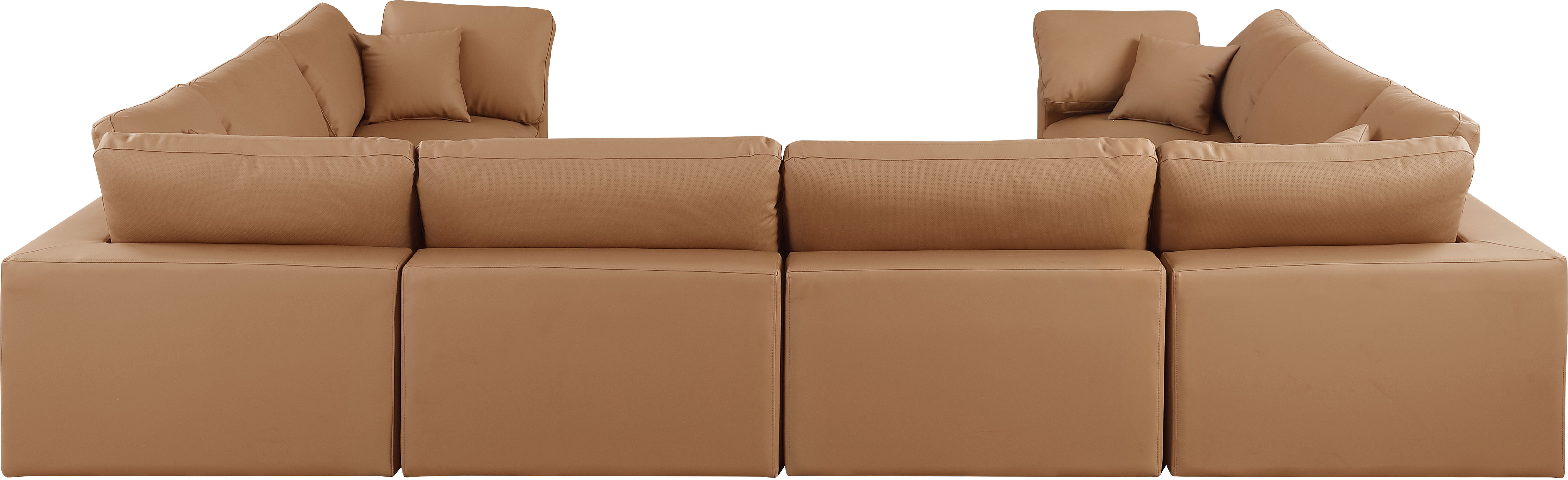 Comfy - 8 Piece Faux Leather Modular Sectional - Cognac
