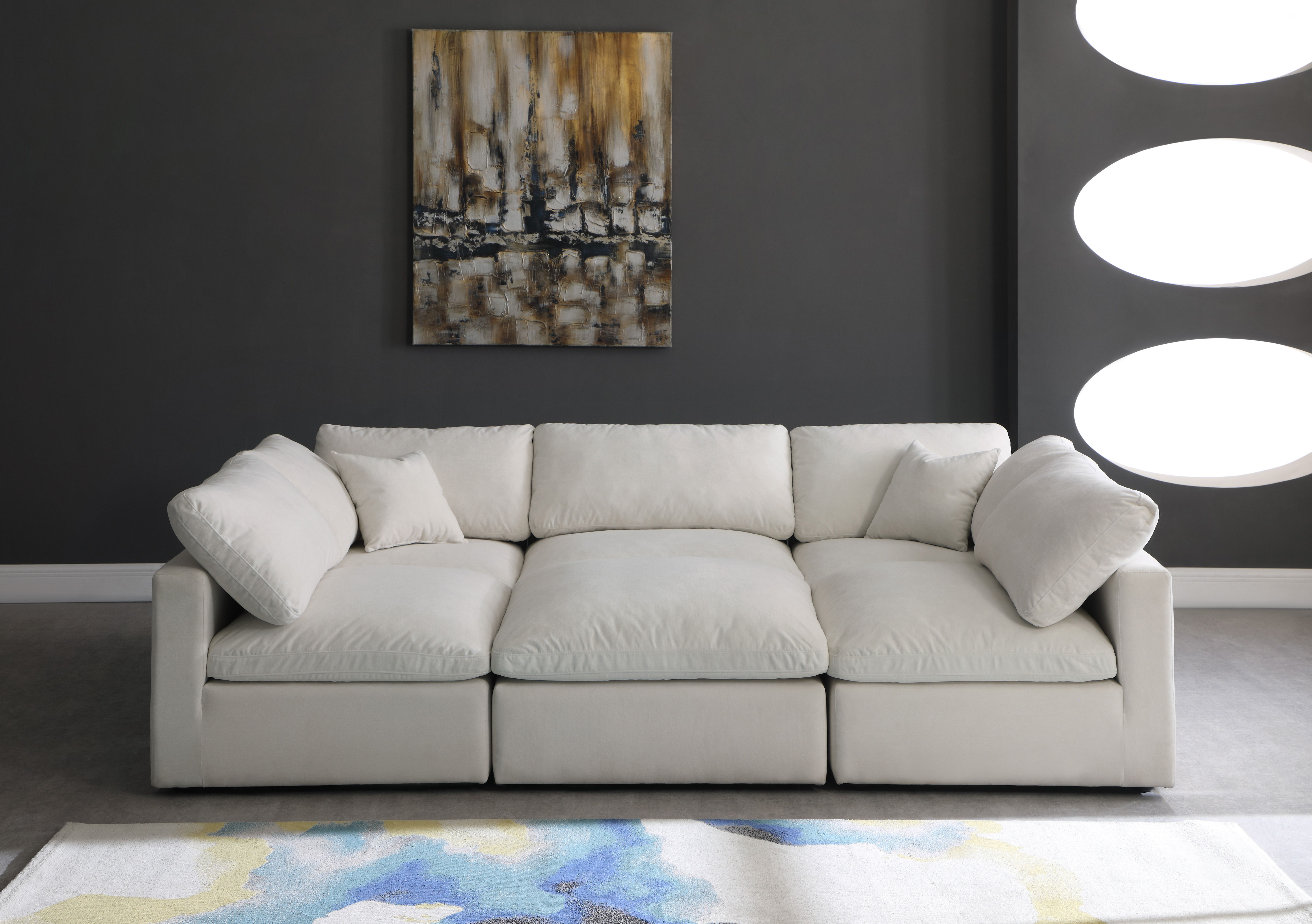 Plush - 6 Piece Modular Sectional - Cream