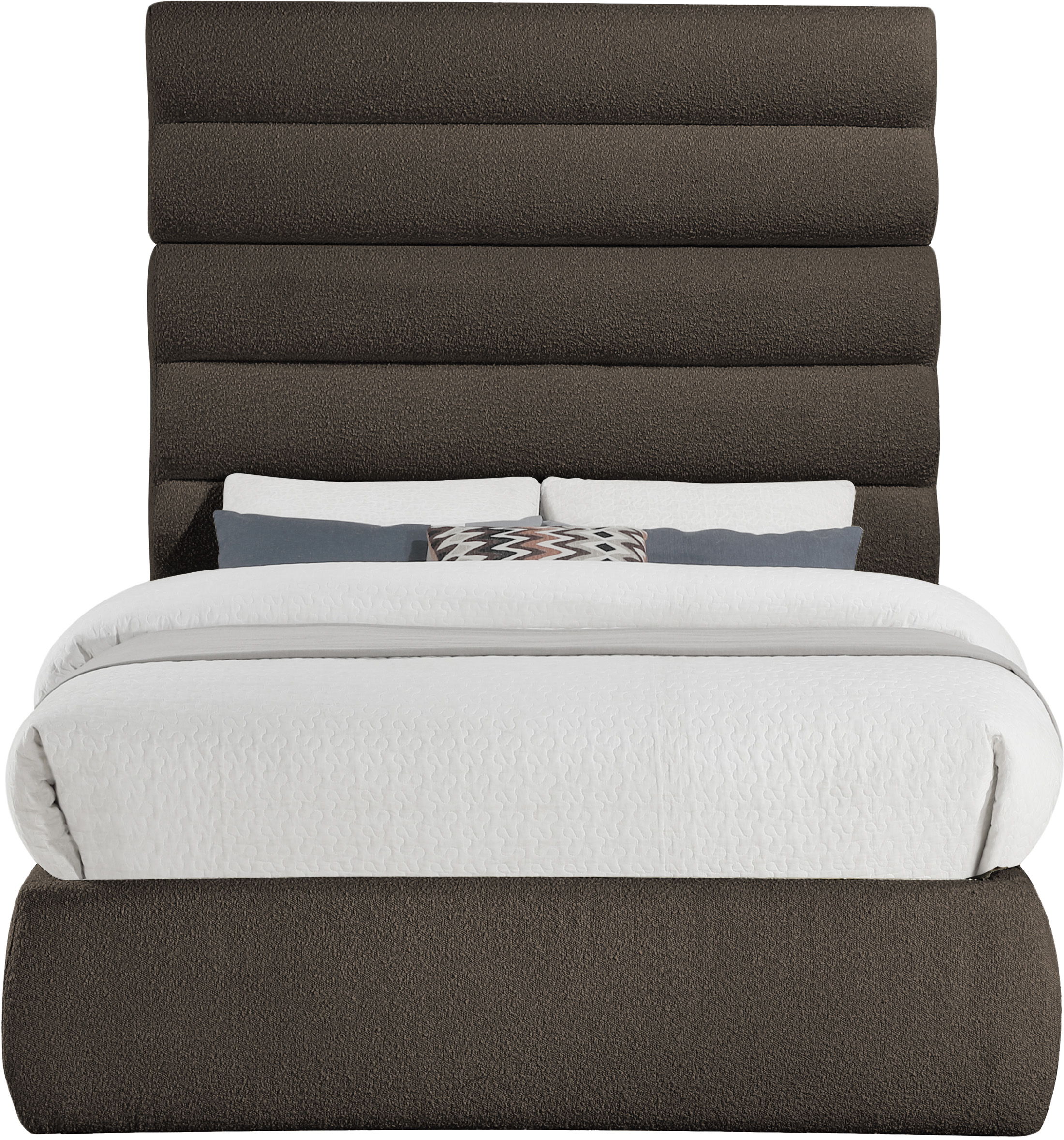 Adam - Boucle Fabric Full Bed With 70.5" Headboard - Dark Brown