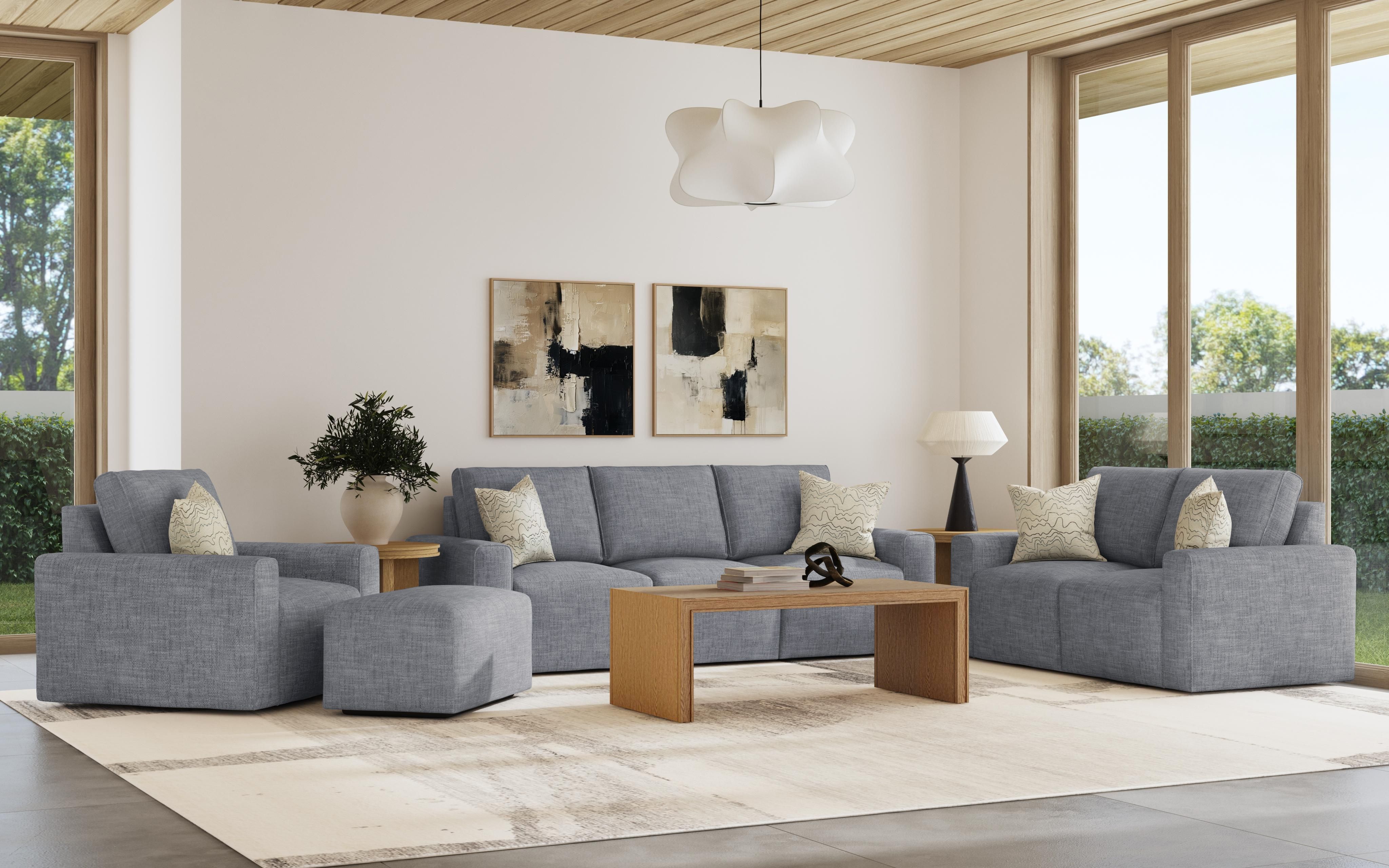 Dawson - Fabric Stationary Sofa, light brown
