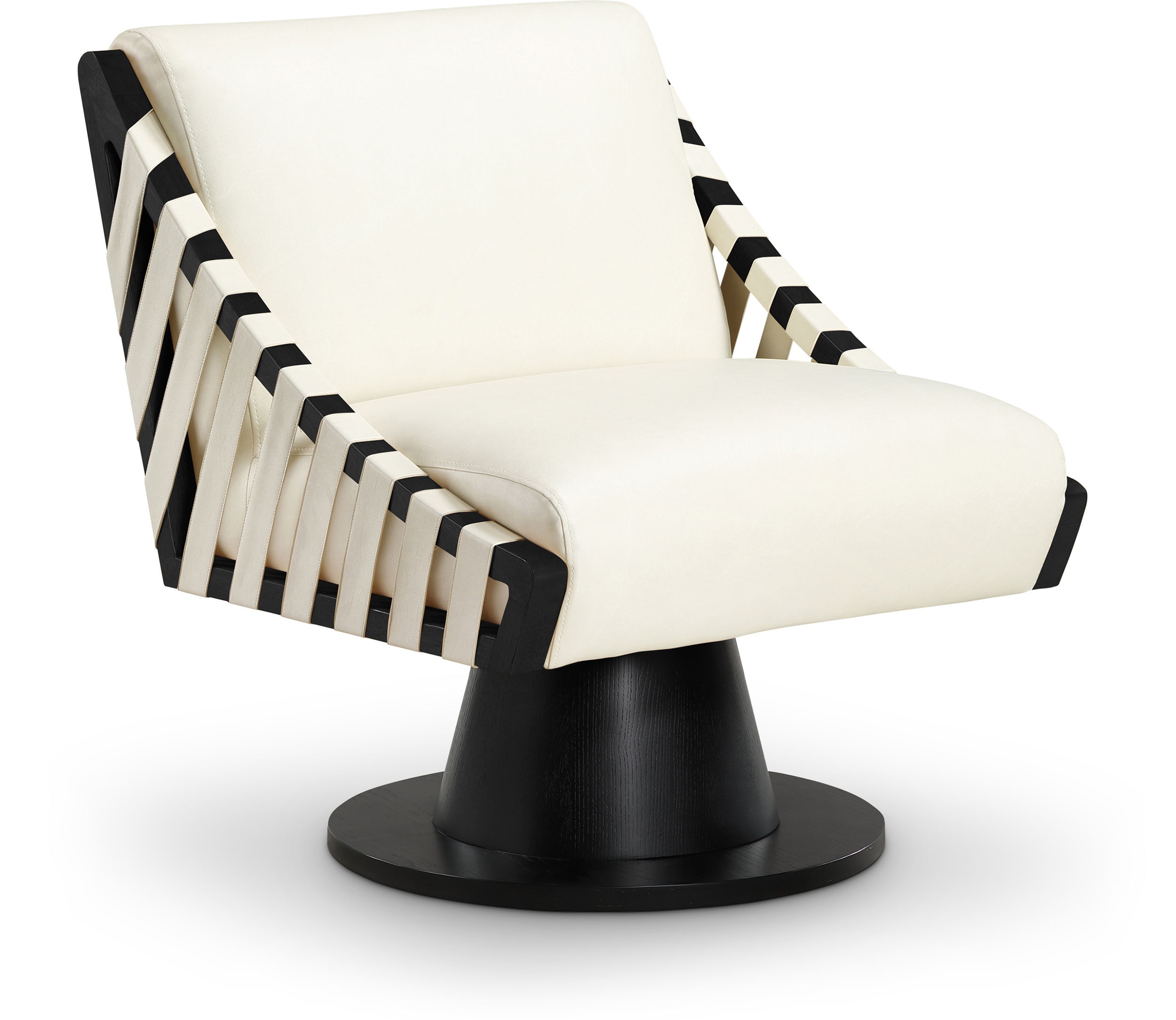 Millwin - Swivel Accent Chair With Black Base - Cream