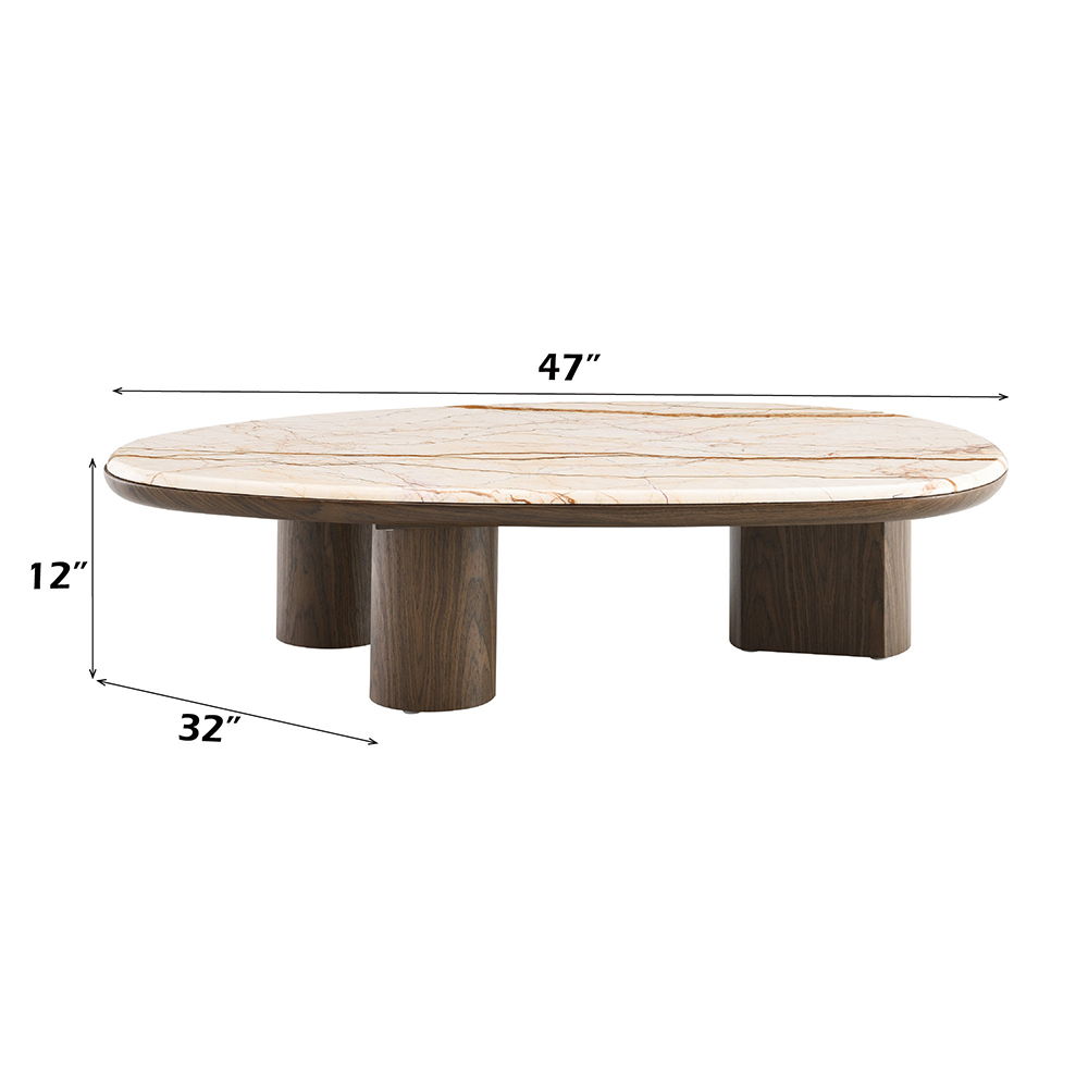 Haidar - Coffee Table With Marble Top - Natural / Brown, beige, view 4