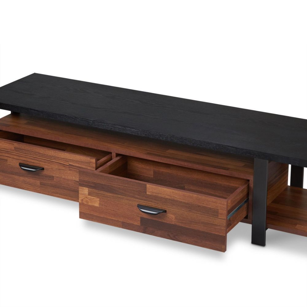 Elling - TV Stand - Walnut & Black, light brown, view 4