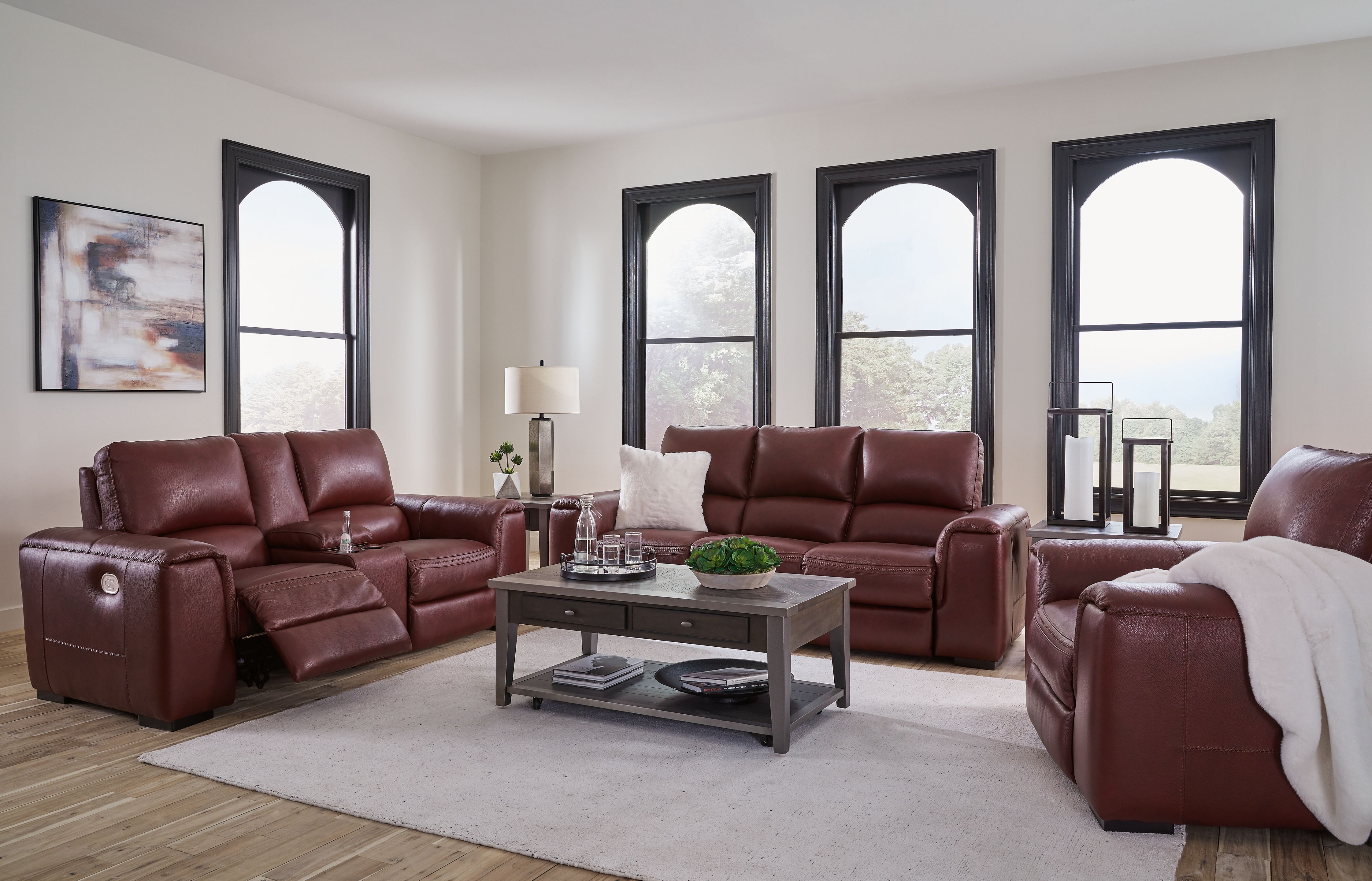 Ashley Alessandro - Garnet - 3 Pc. - Power Reclining Sofa, Loveseat, Recliner