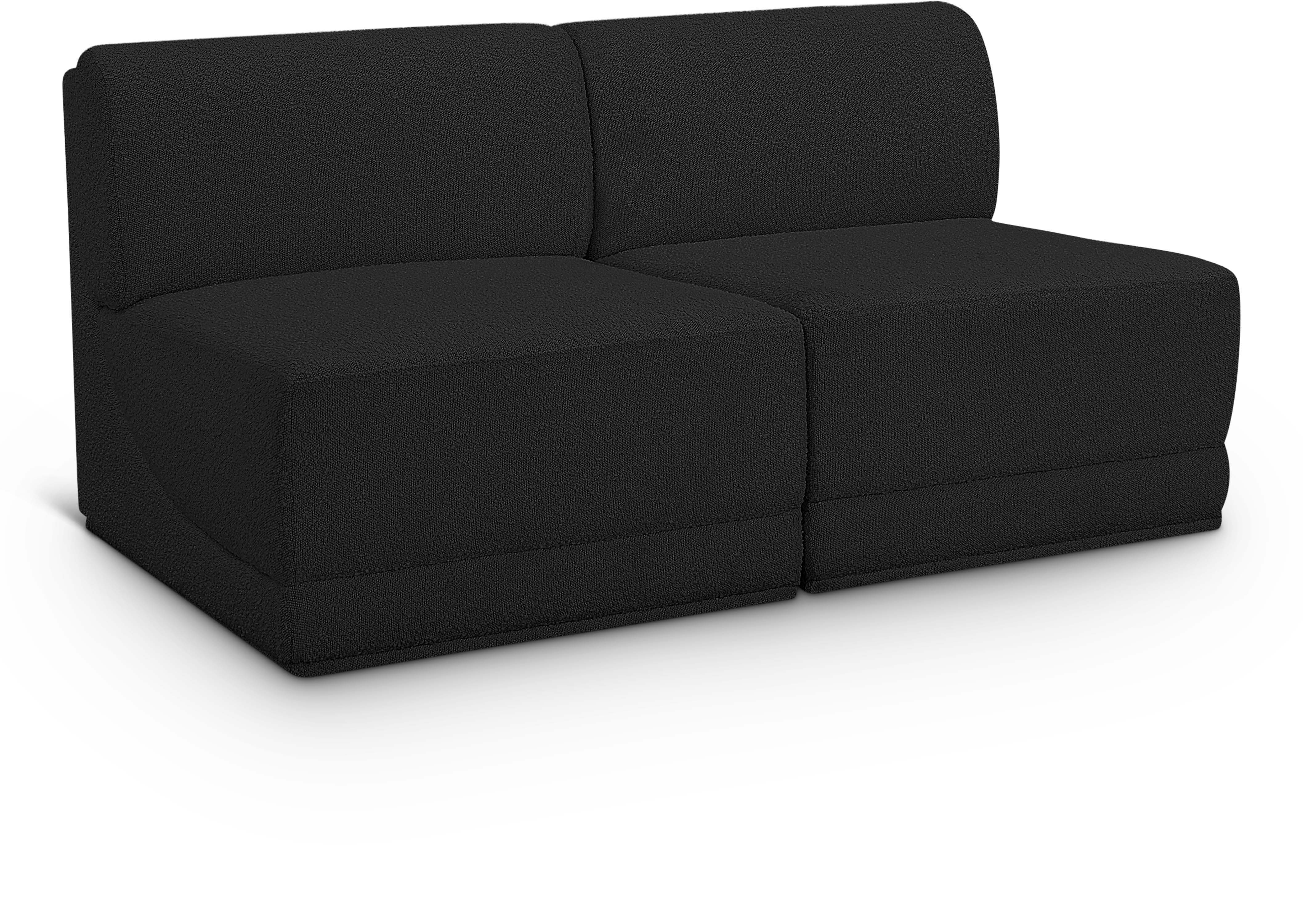 Ollie - 2 Seat Armless Modular Sofa - Black