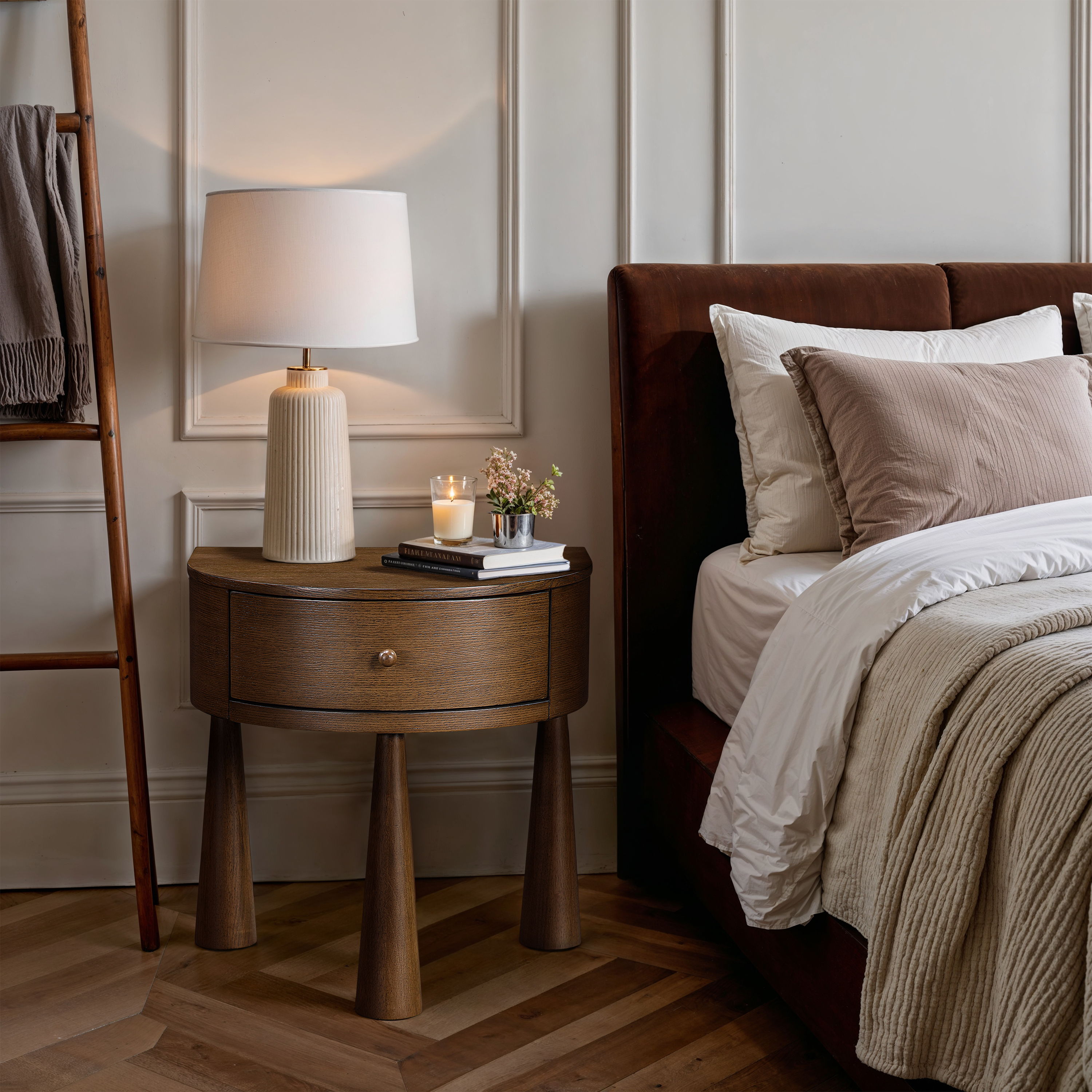 Oasis - Acacia Veneer And Solid Wood Night Stand - Brown