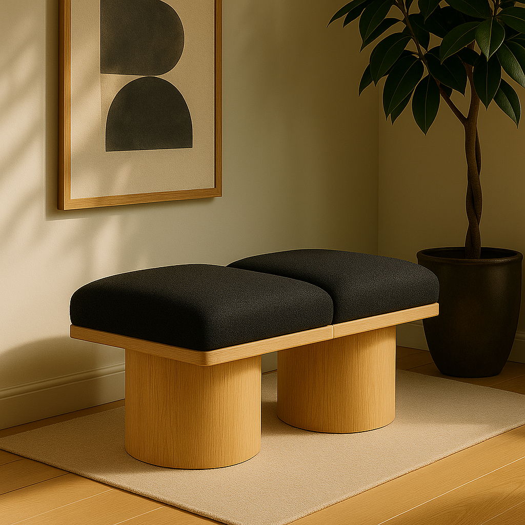 Pavilion - 36" 2 Piece Modular Bench With Natural Base - Black