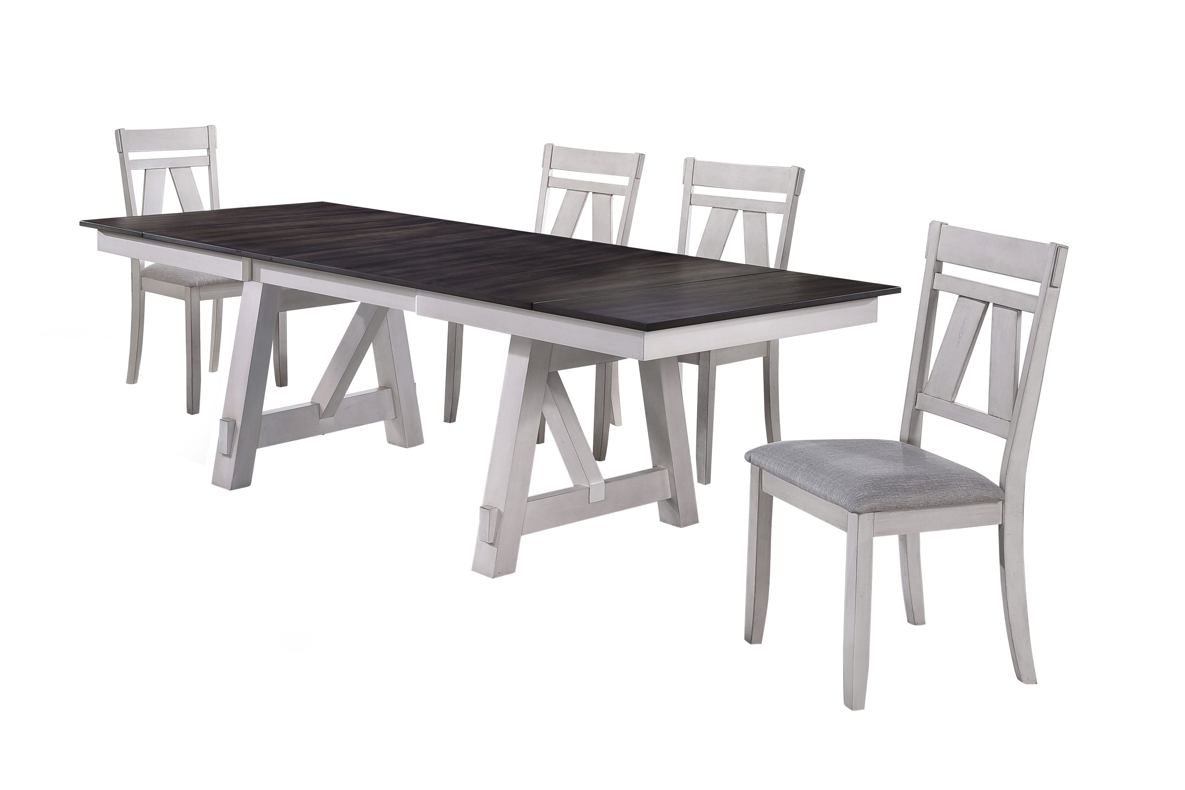 Maisie - Dining Table & 4 Chairs - White / Dark Brown