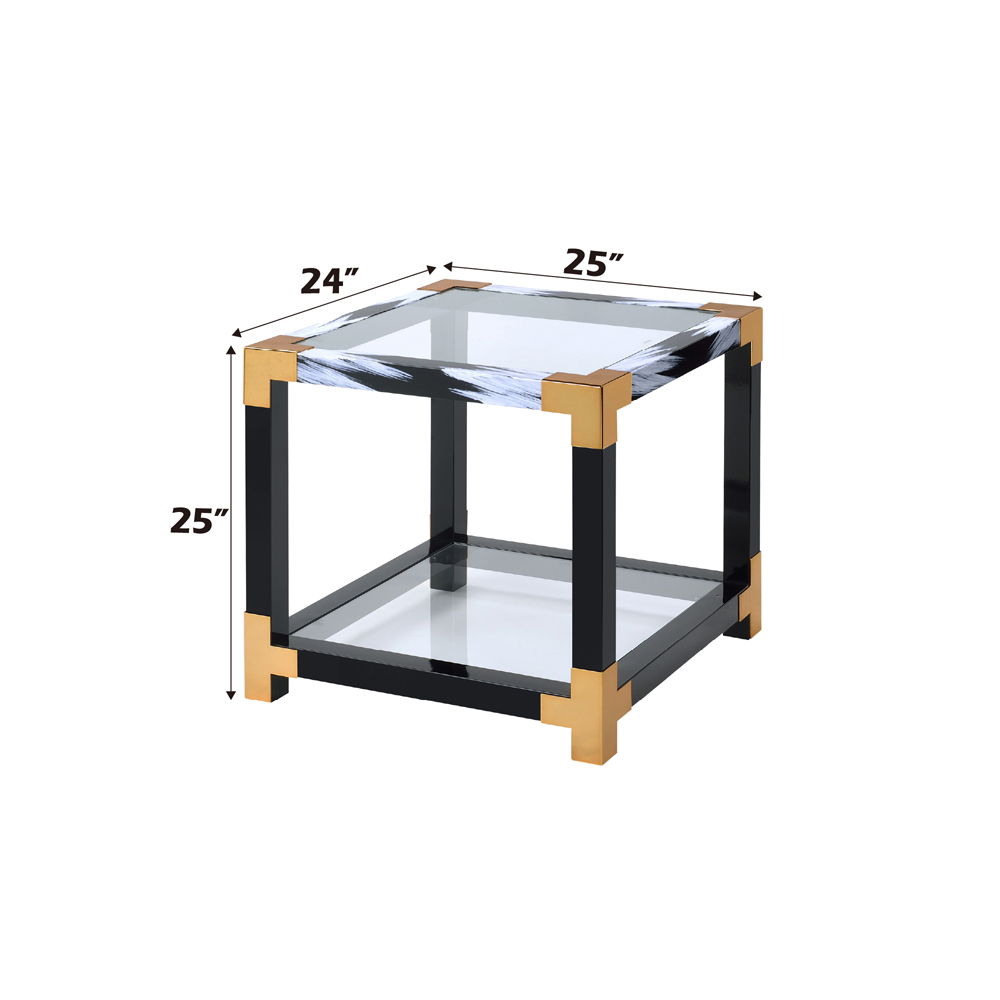 Lafty - End Table - Clear Glass & White Brushed, white, view 3