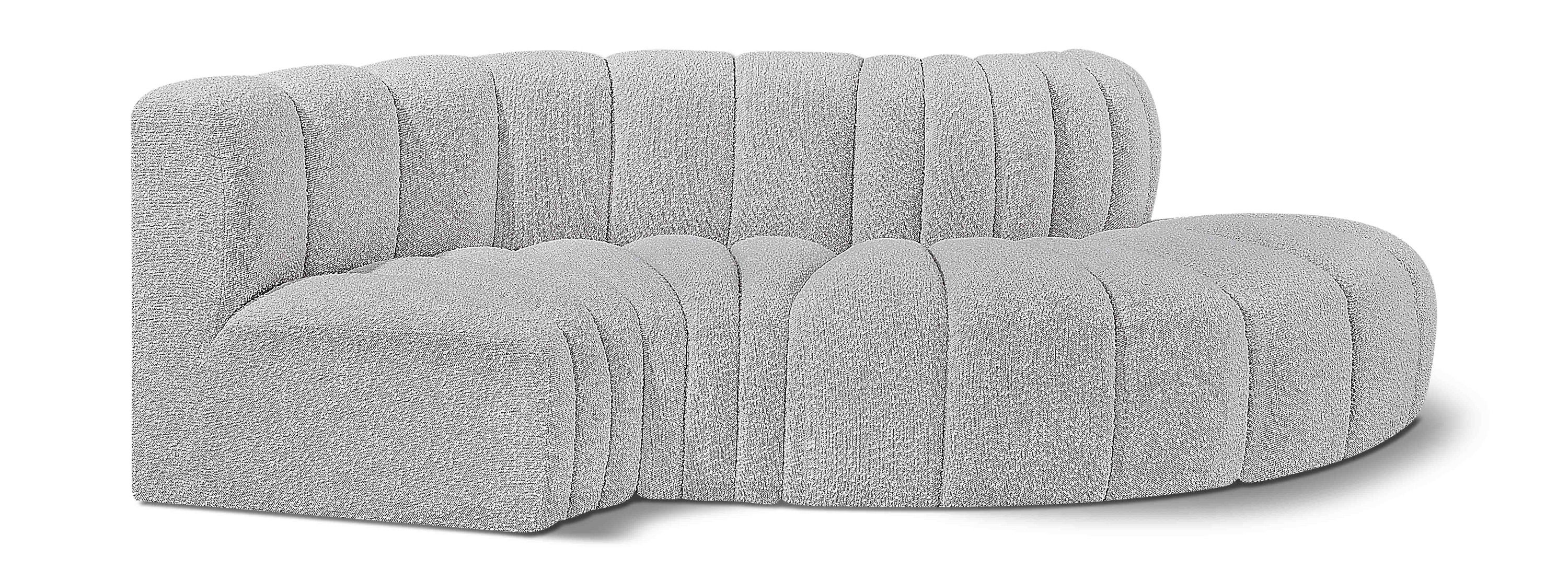 Arc - Boucle Fabric 4 Piece L-Shaped Modular Sofa - Gray