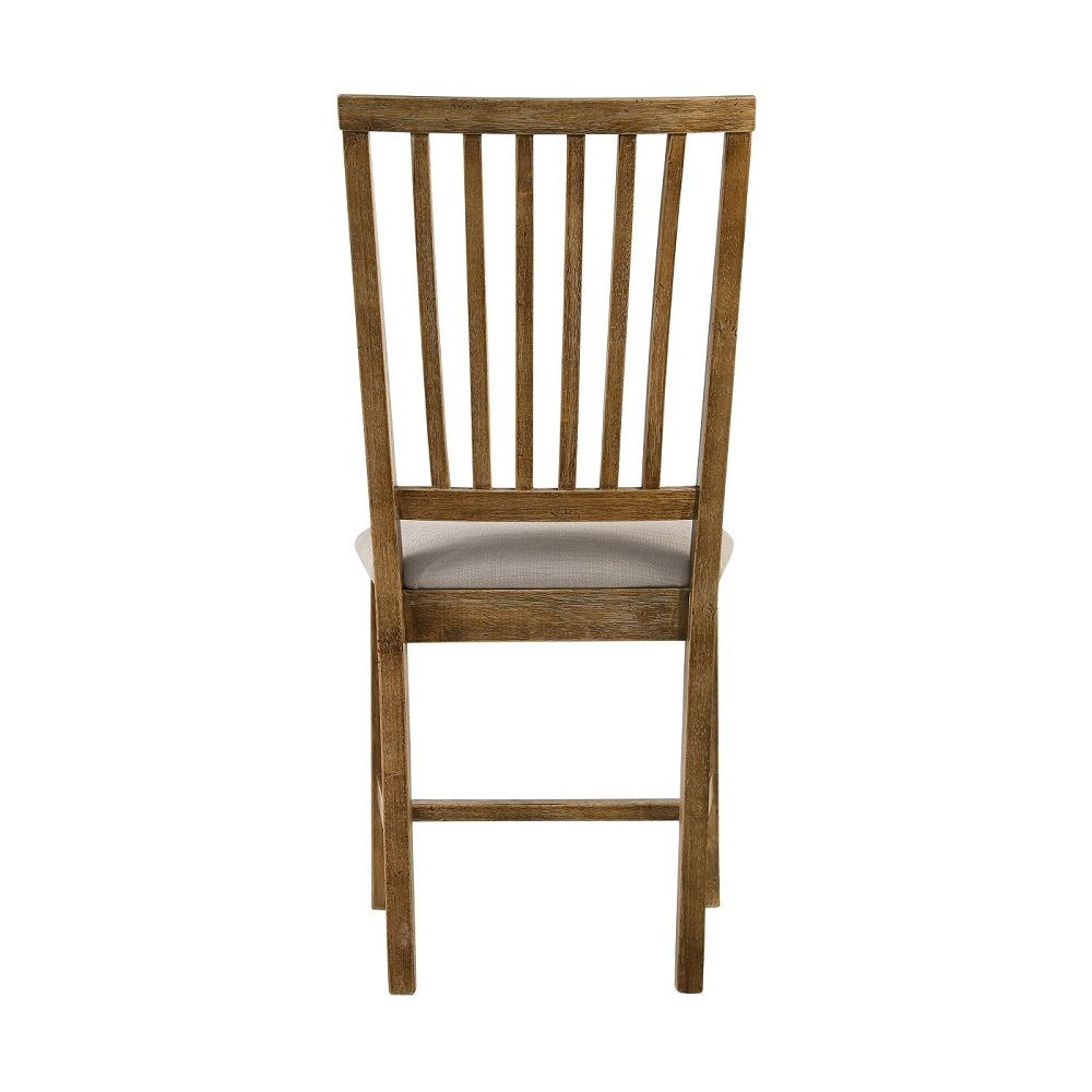 Wallace II - Side Chair (Set of 2) - Tan Linen & Weathered Oak, light brown, view 5