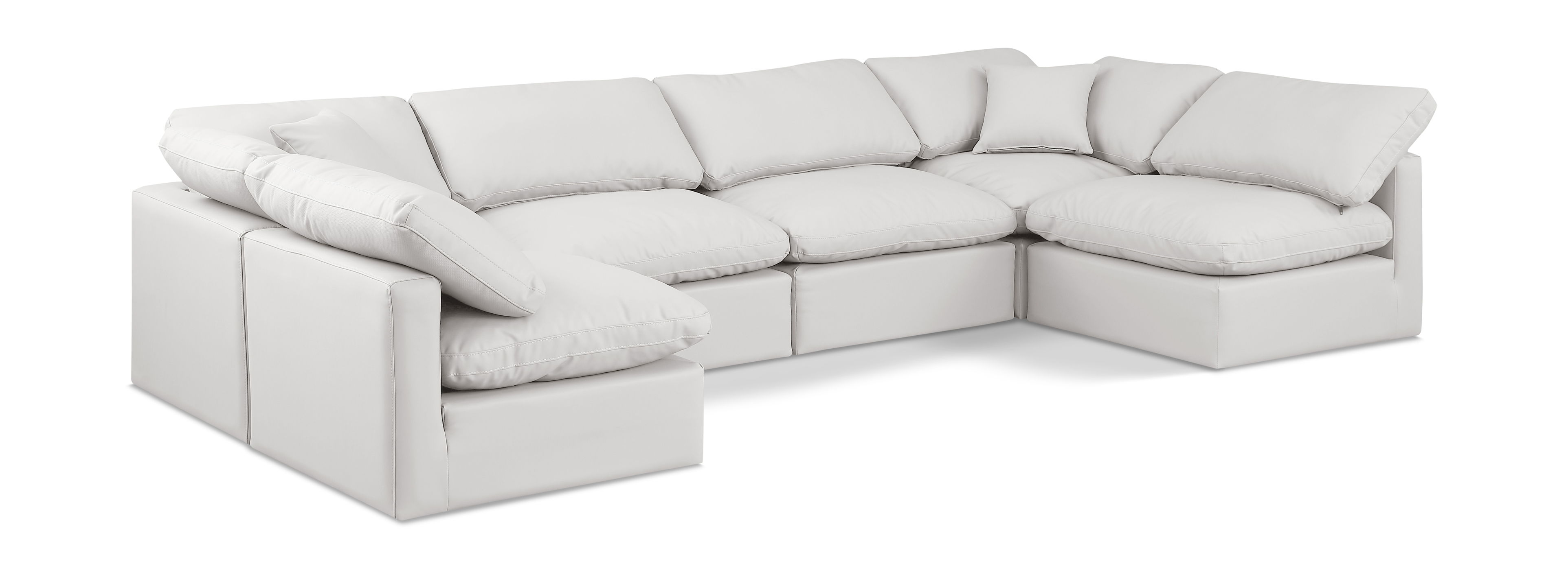 Indulge - Faux Leather 6 Piece Modular U-Shaped Sectional - Cream