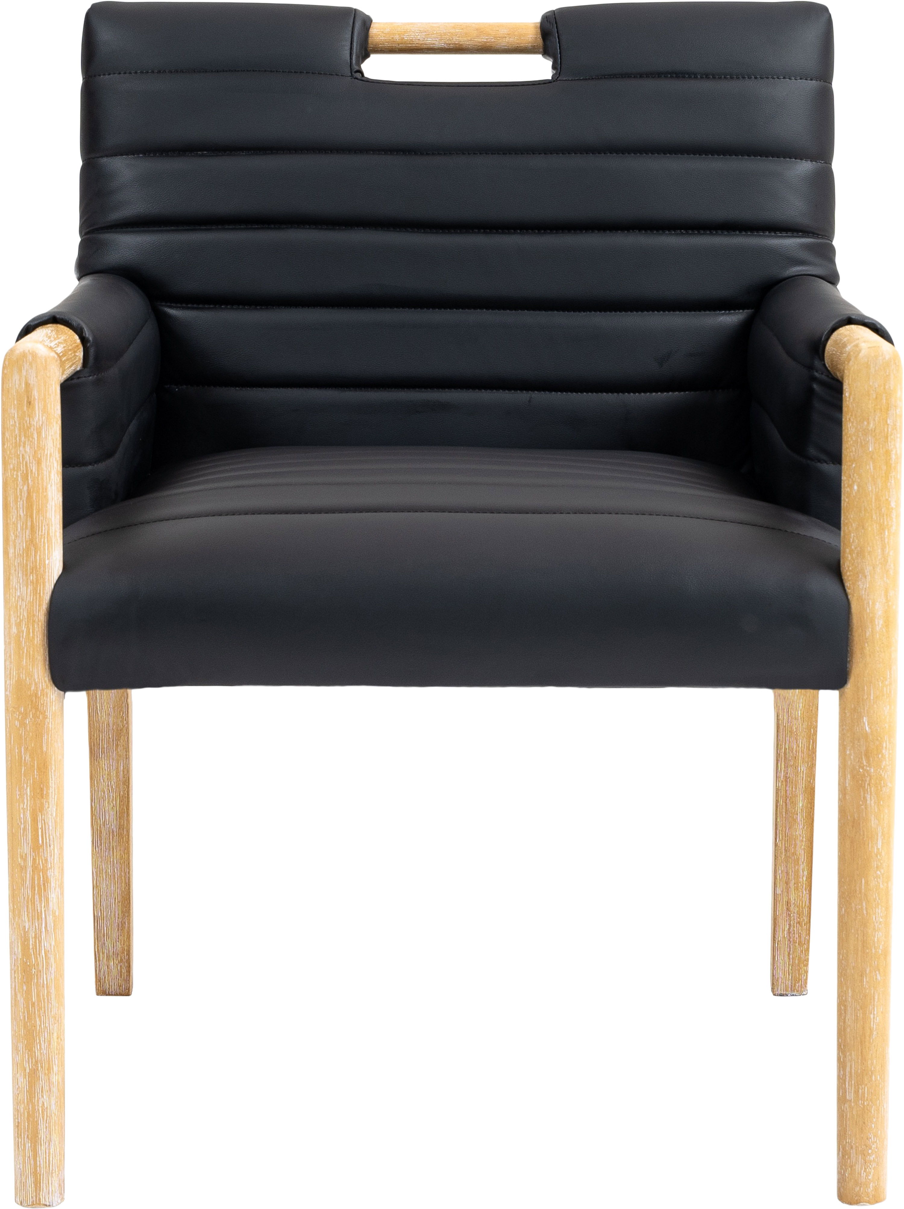 Aimee - Faux Leather Dining Arm Chair - Black