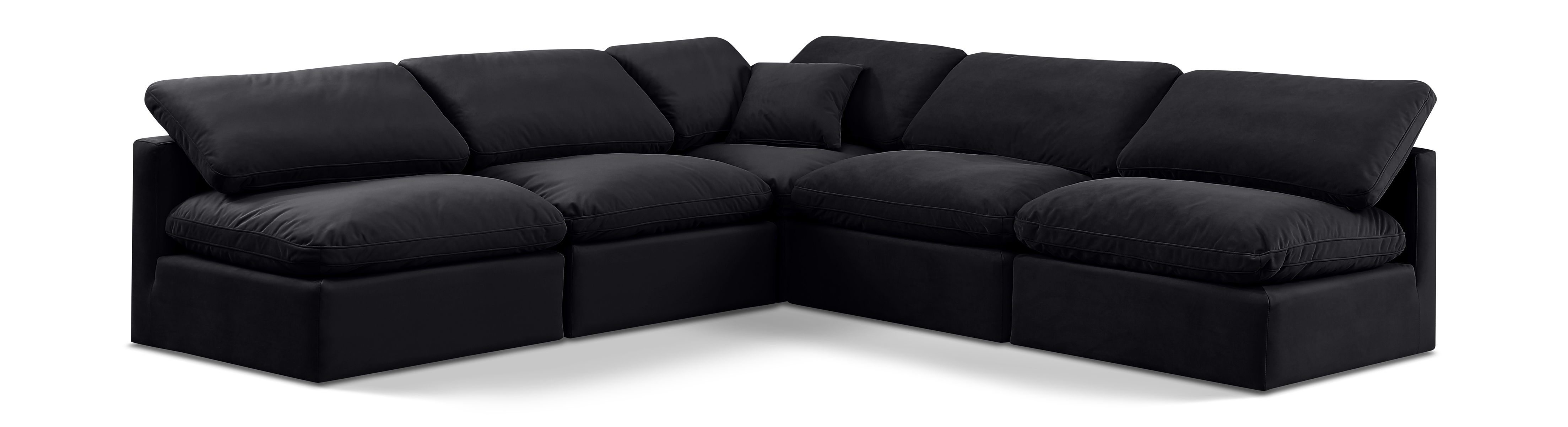 Indulge - Velvet 5 Piece Modular Corner Armless Sectional - Charcoal