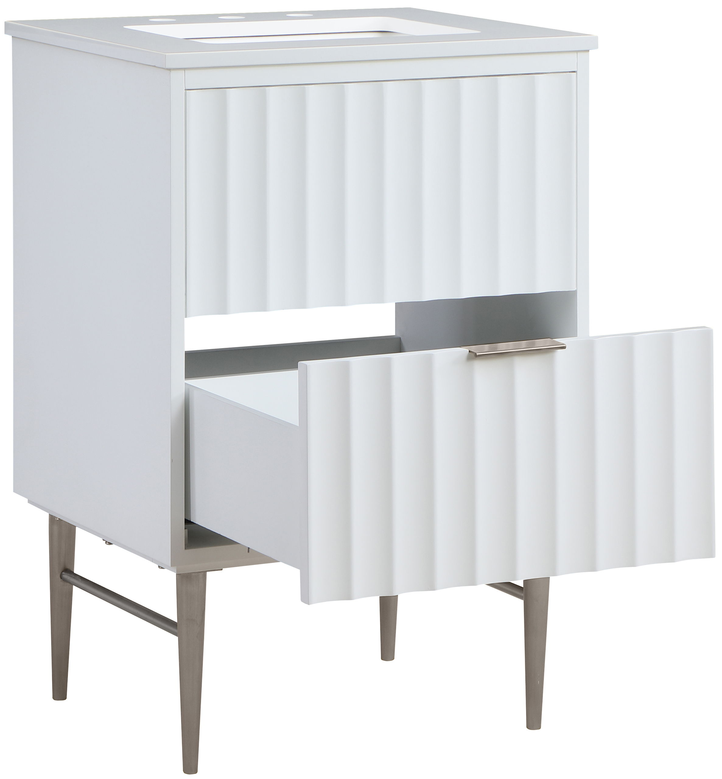 Modernist - 24" Bathroom Vanity With Chrome Legs - White