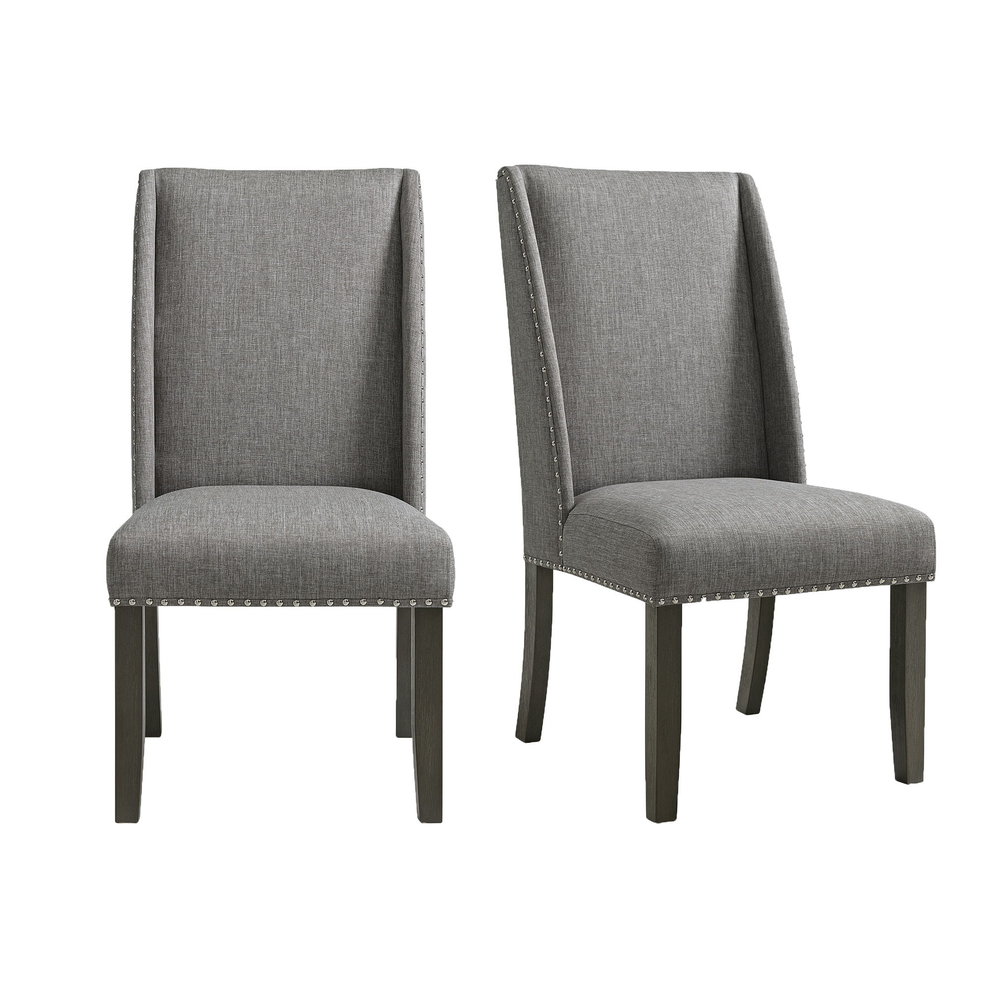 Everdeen - Side Chair With Gray Fabric and Nail Heads (Set of 2) - Charcoal