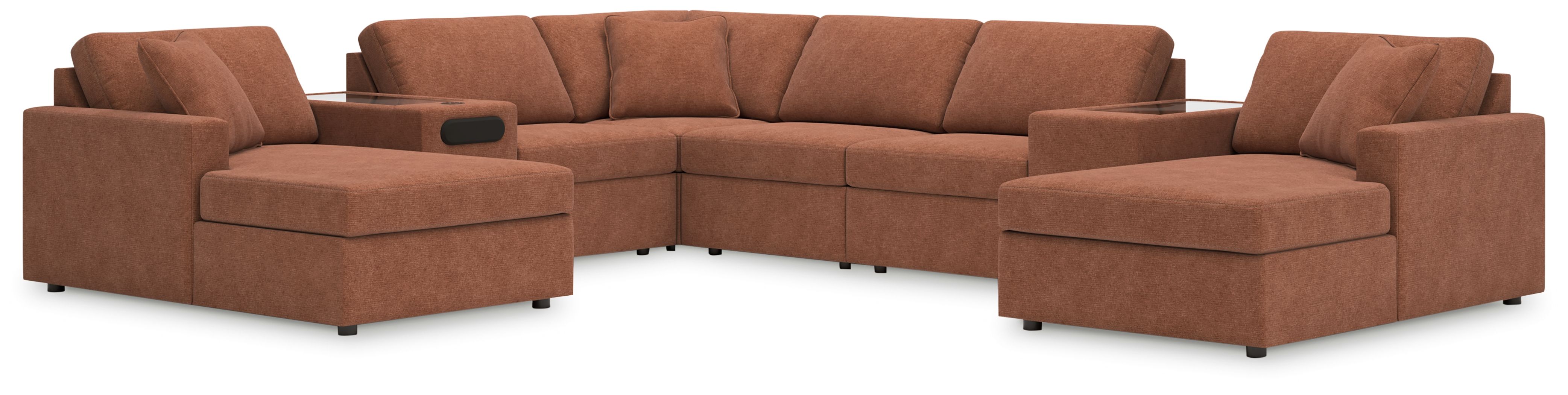 8 Pc · Double Chaise Sectional With Audio And Storage Consoles