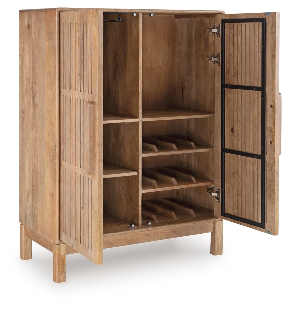 Ashley Furniture Pellamour - Bar Cabinet - Natural Brown - Image 3