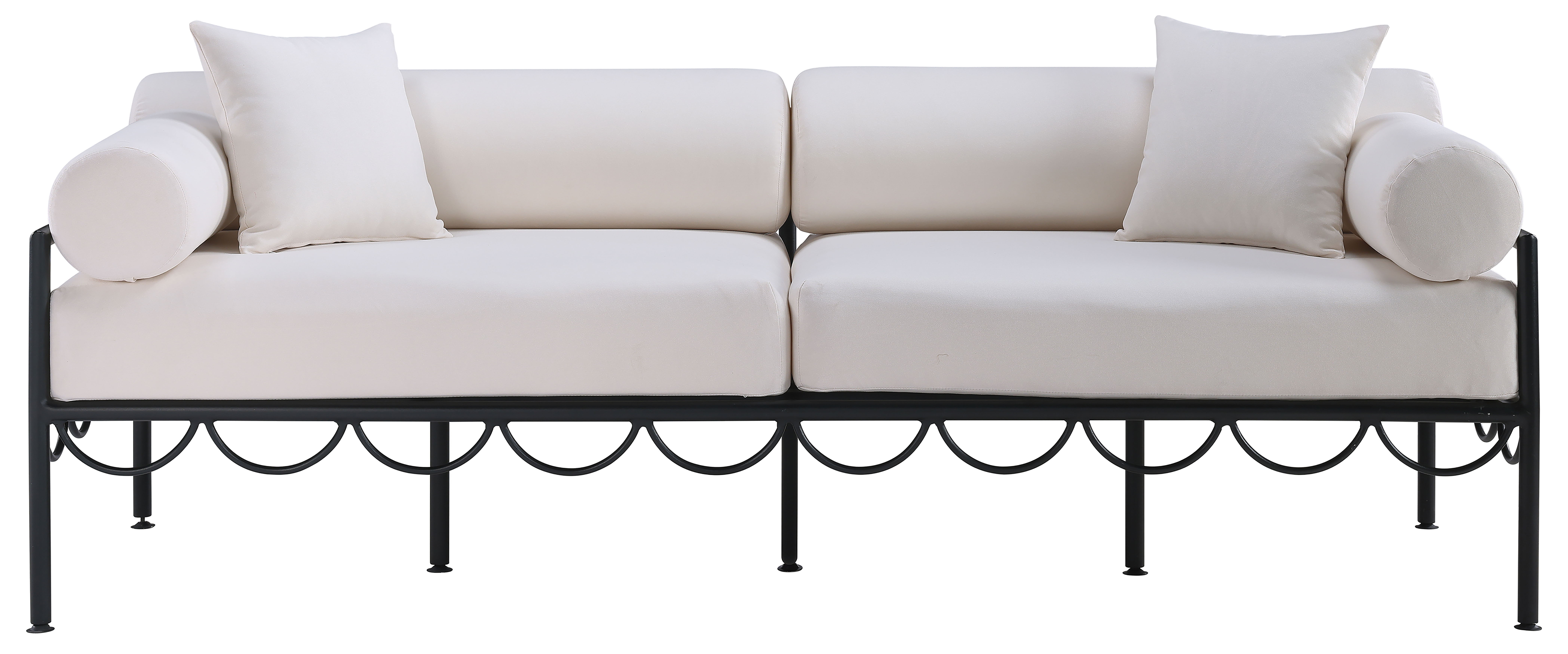 Portofino - Resilient Water Repellent Fabric 85.75" Upholstered Outdoor Patio Sofa - Cream