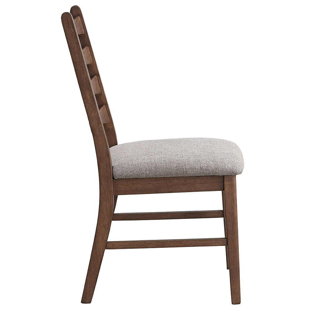 Mayah - Side Chair (Set of 2) - Gray Linen & Walnut, dark brown, view 3