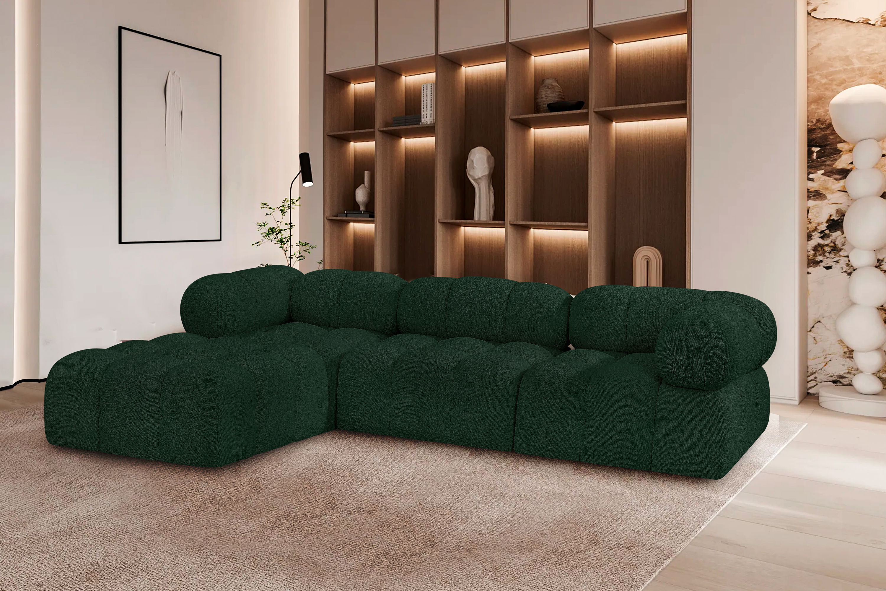 Ames - 4 Piece Fabric Modular Sectional - Green
