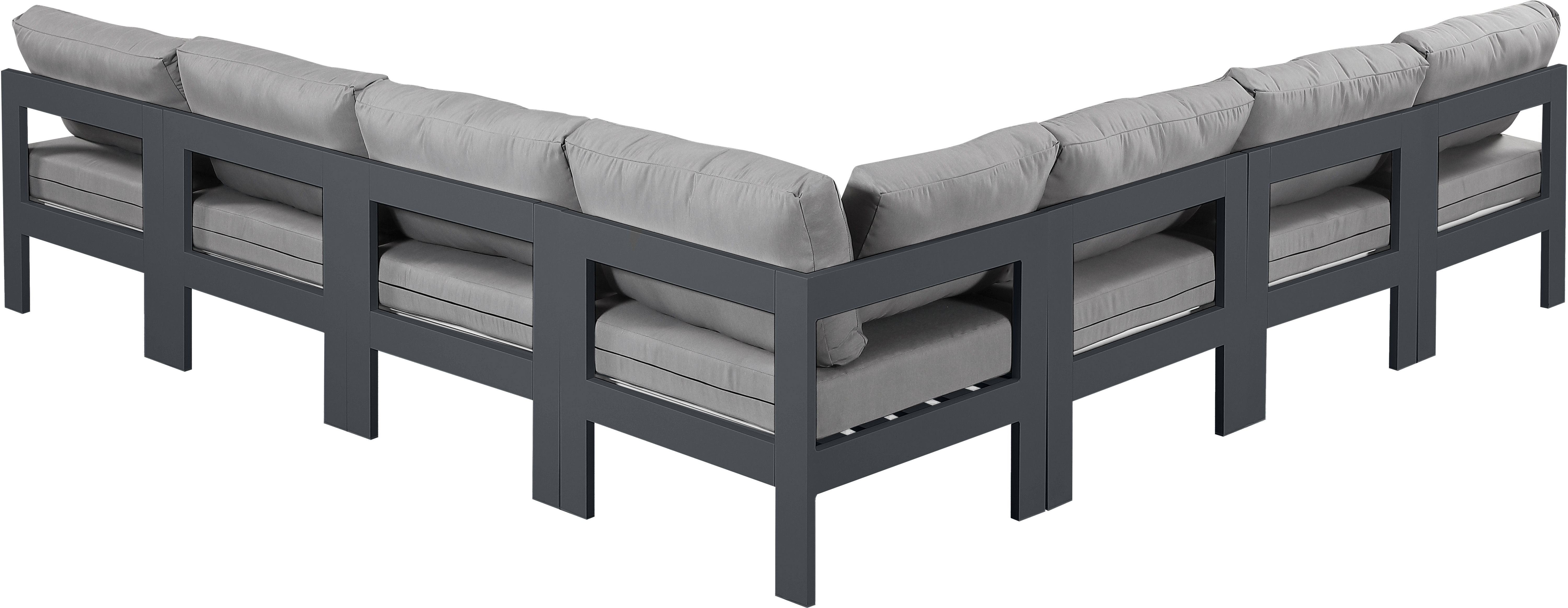 Nizuc - Outdoor Patio 7 Piece Modular Croner Armless Sectional With Gray Frame - Gray