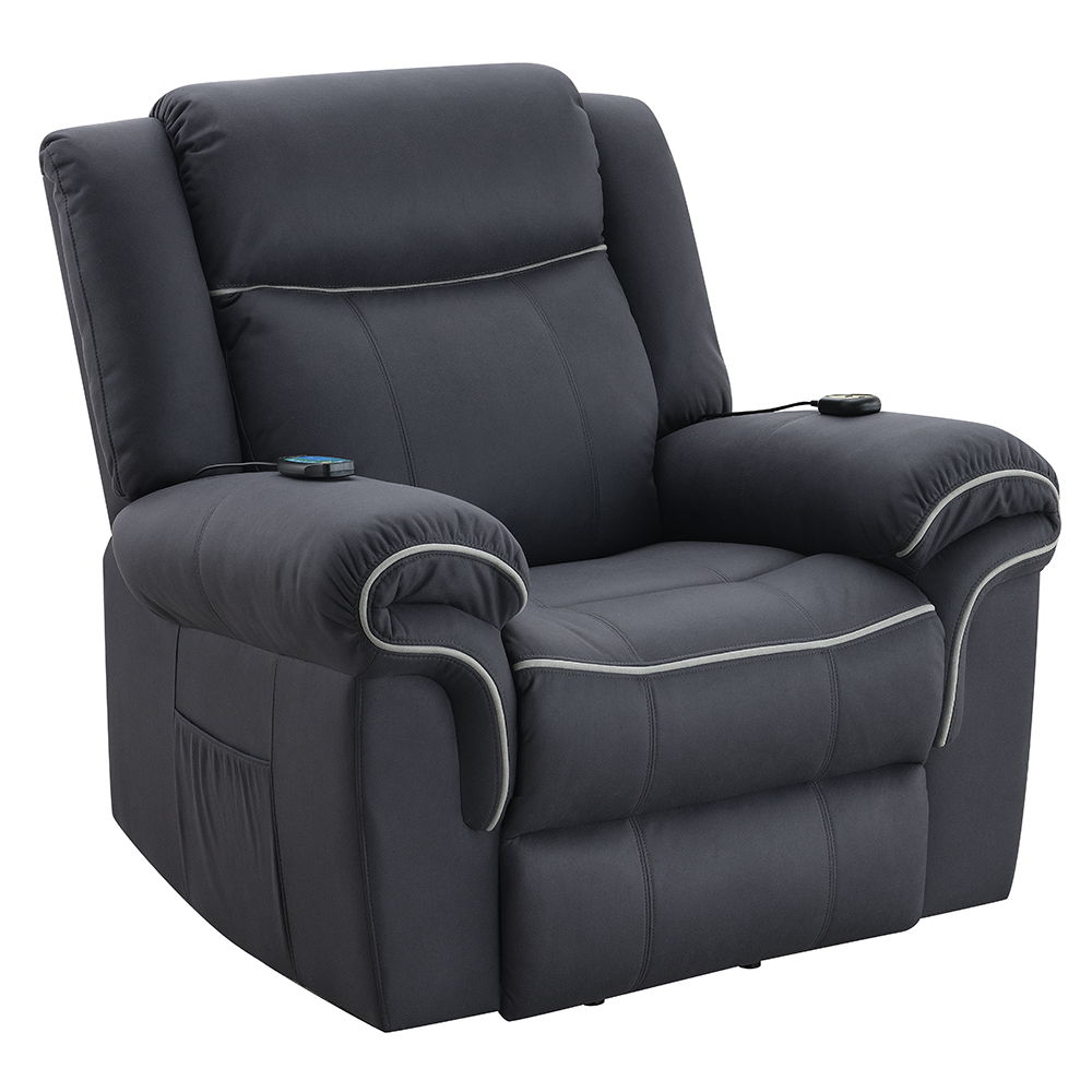 Domana - Power Recliner With Lift & Heating & Massage - Dark Blue Fabric, blue, view 2