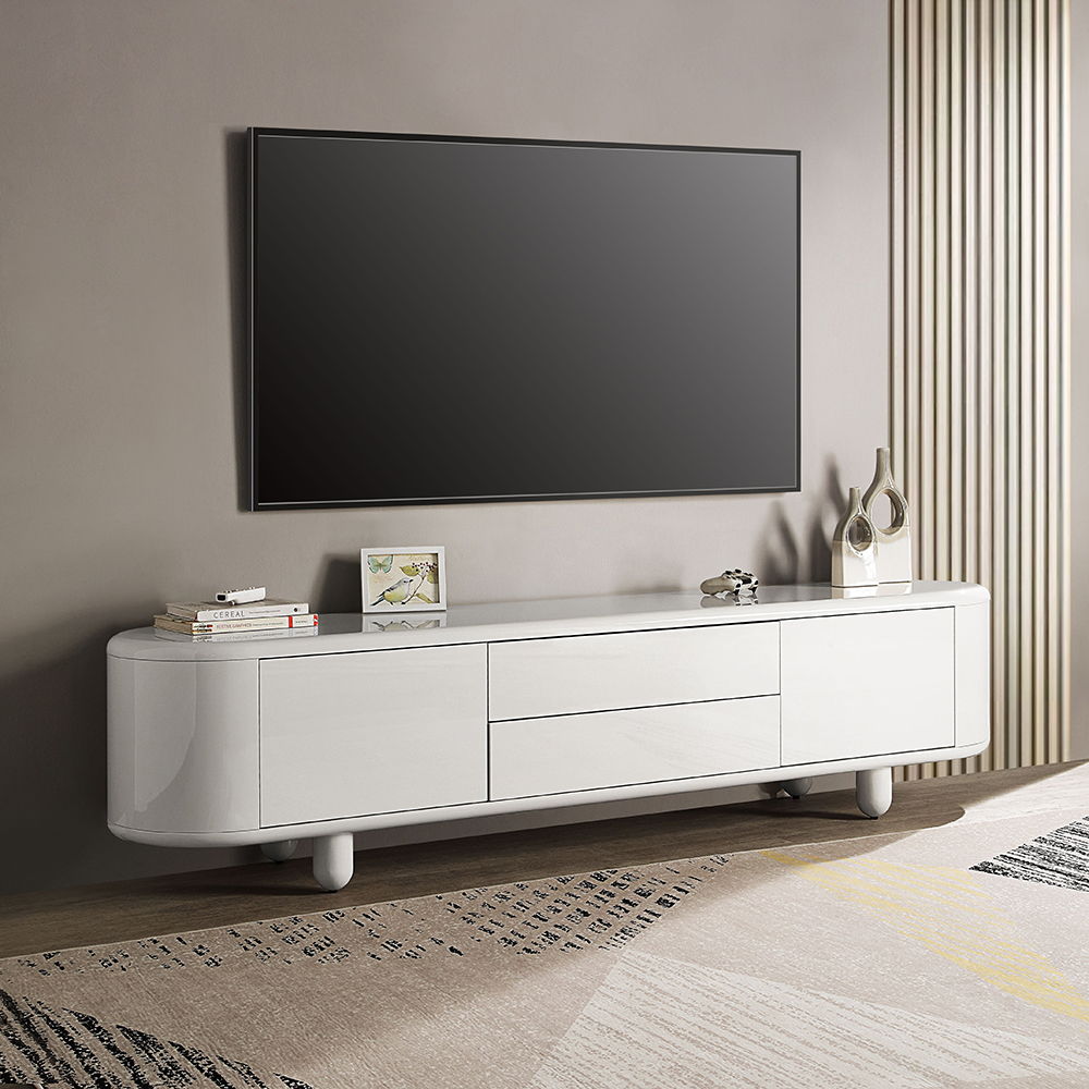 Keely - TV Stand - White High Gloss, white