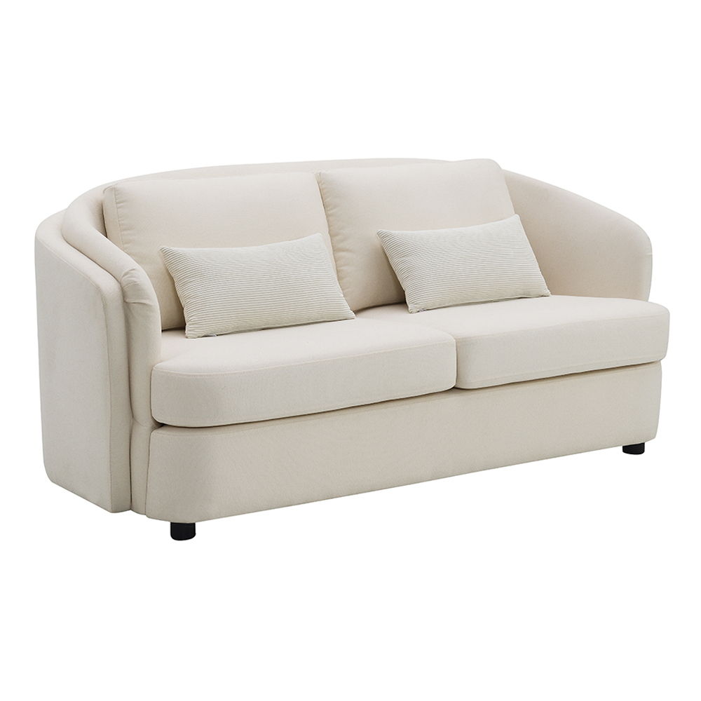Mariko - Loveseat With 2 Pillows - Beige Linen, beige