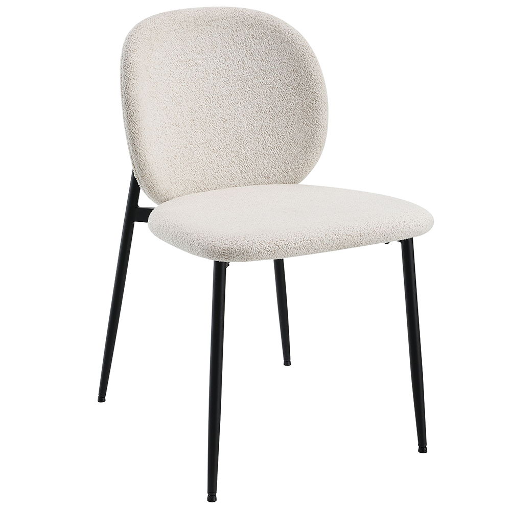 Klaus - Side Chair (Set of 2) - White Boucle & Black Finish, white, view 2