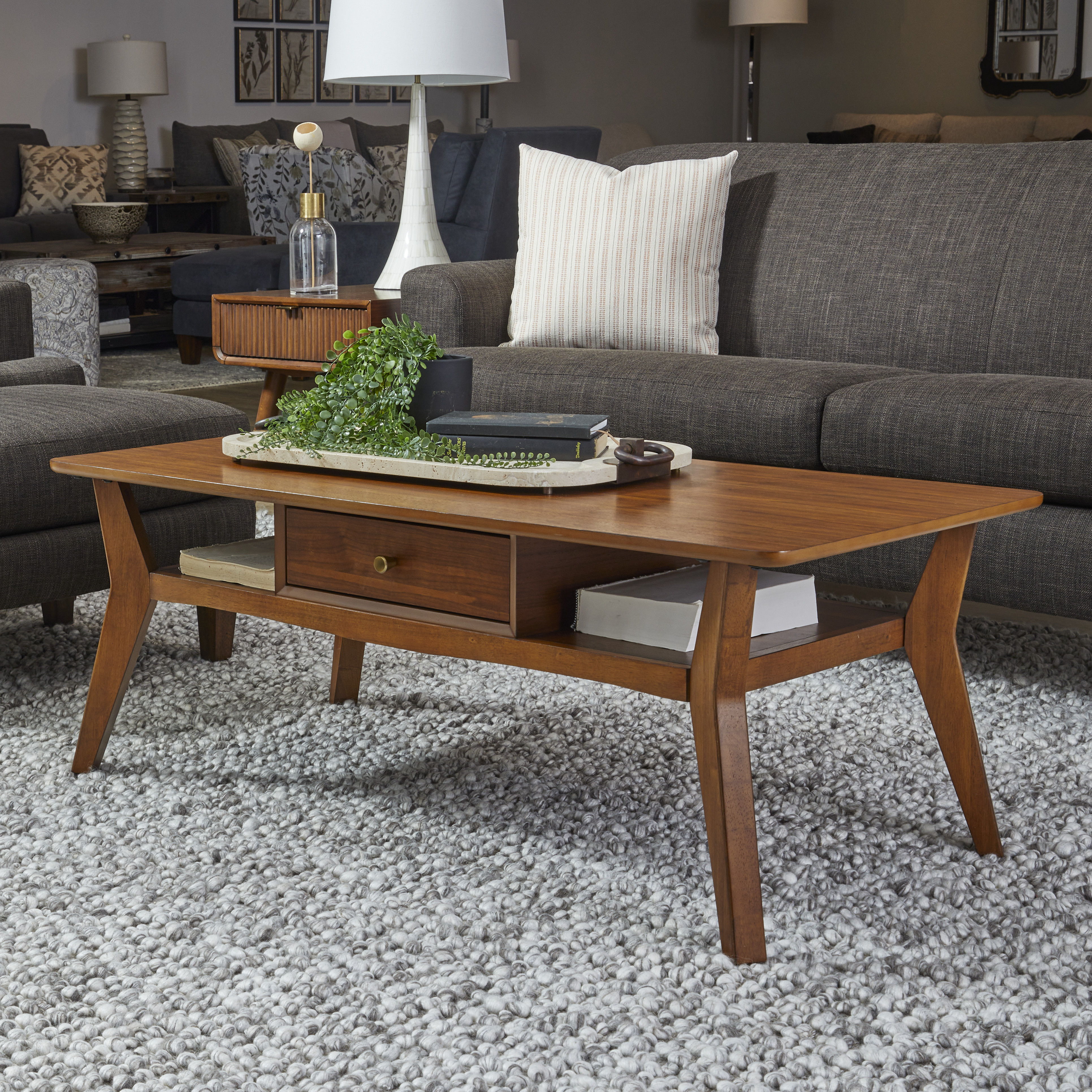Ludwig - Occasional Rectangular Coffee Table With Drawer - Dark Brown, dark brown, view 4