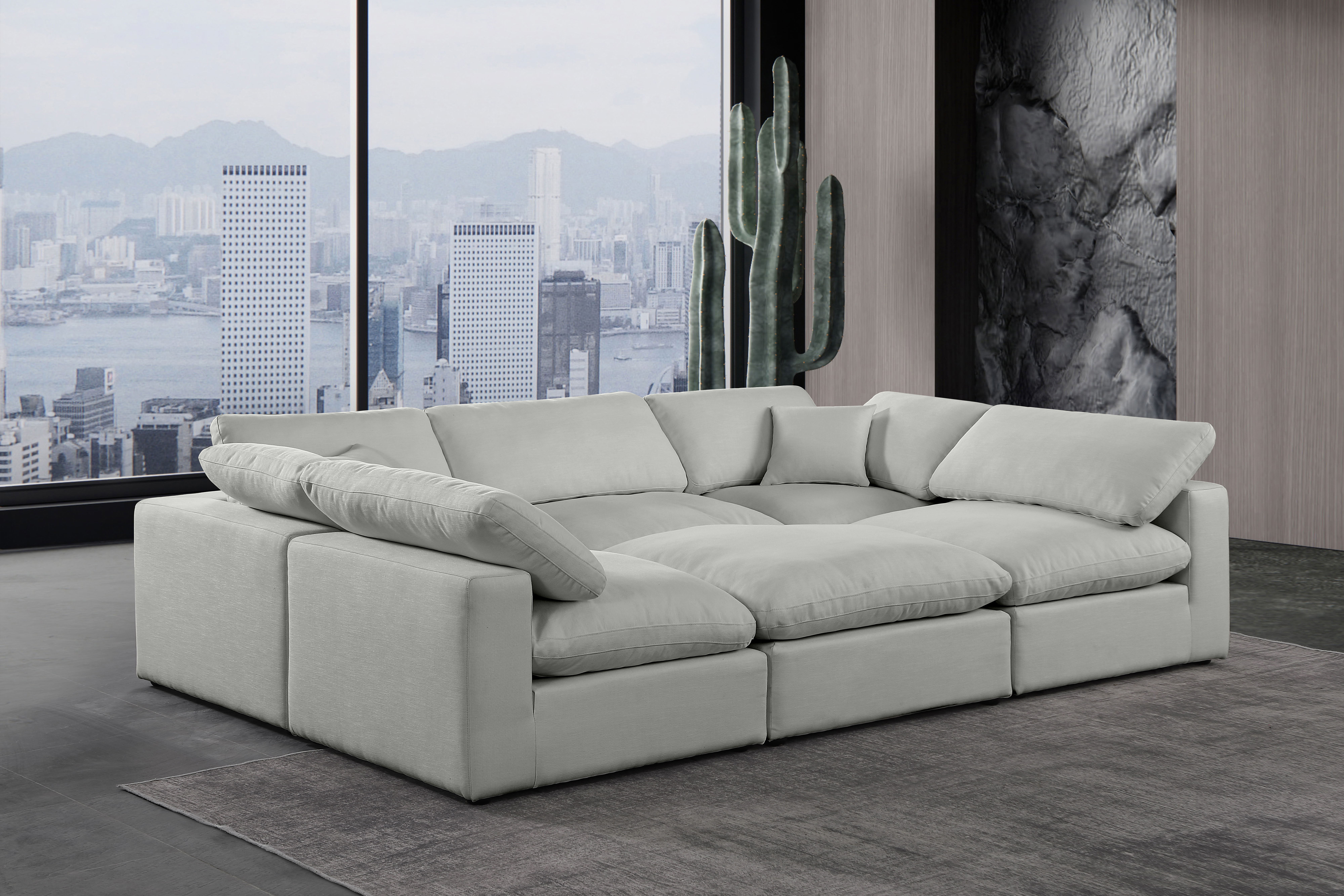 Comfy - 6 Piece Linen Sectional - Gray