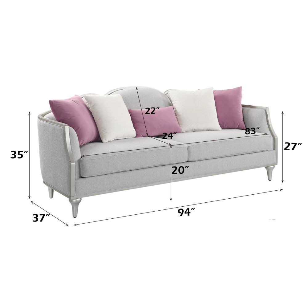 Kasa - Sofa With 5 Pillows - Beige Linen & Champagne, beige, view 5