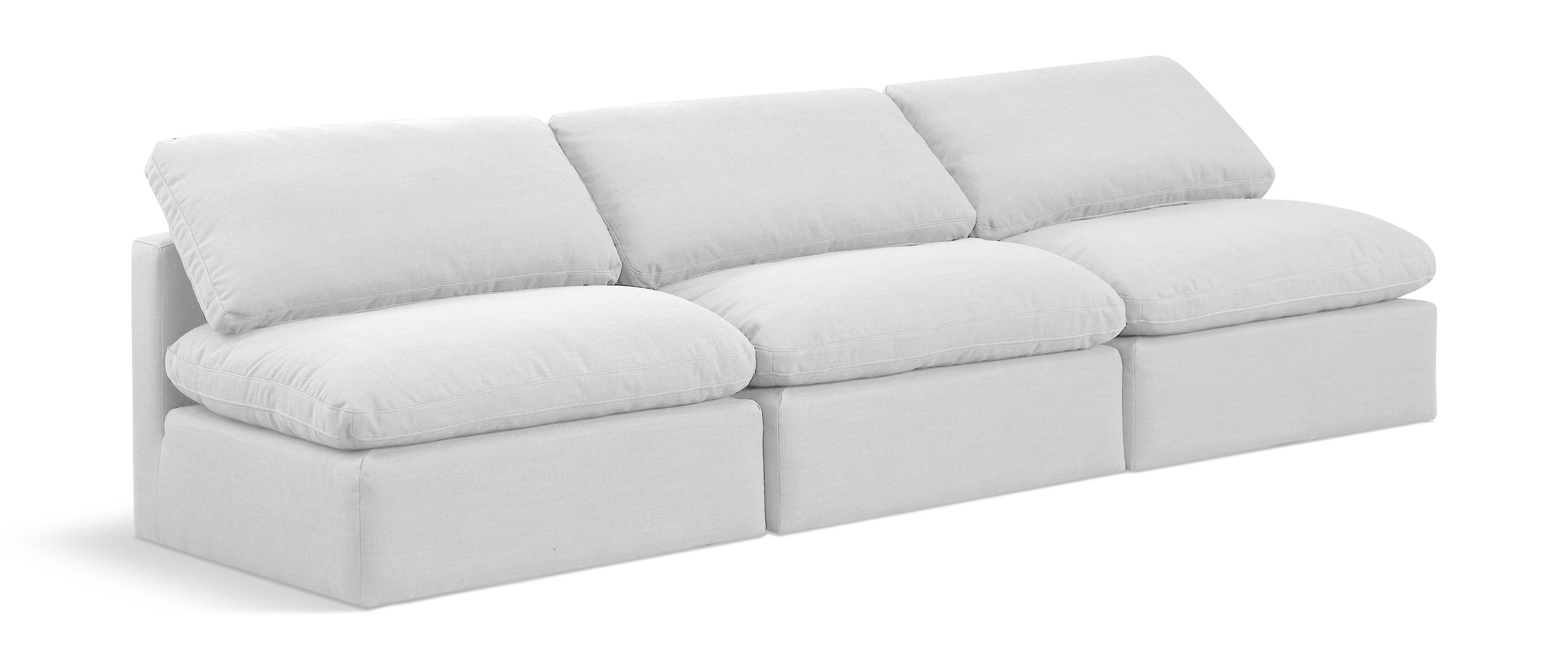 Indulge - Linen 3 Seat Modular Armless Sofa - White