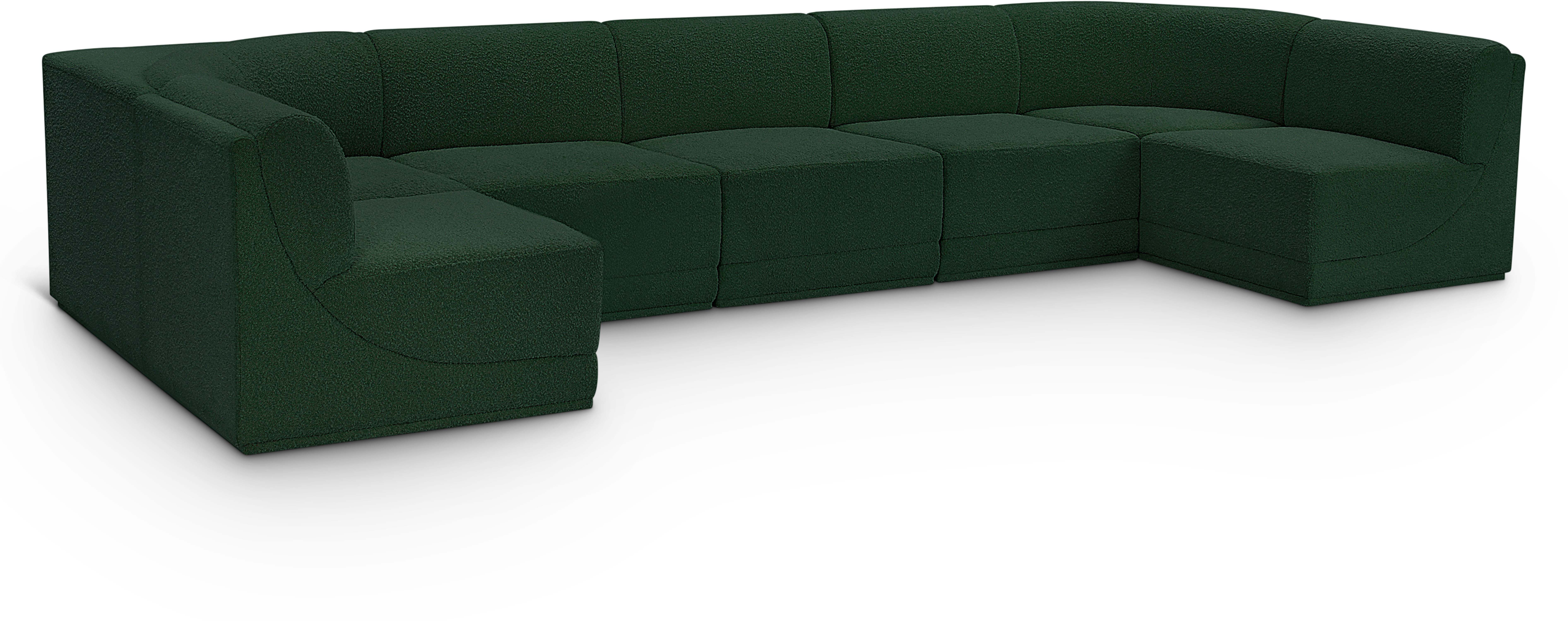 Ollie - 7 Piece Modular U-Shaped Sectional - Green