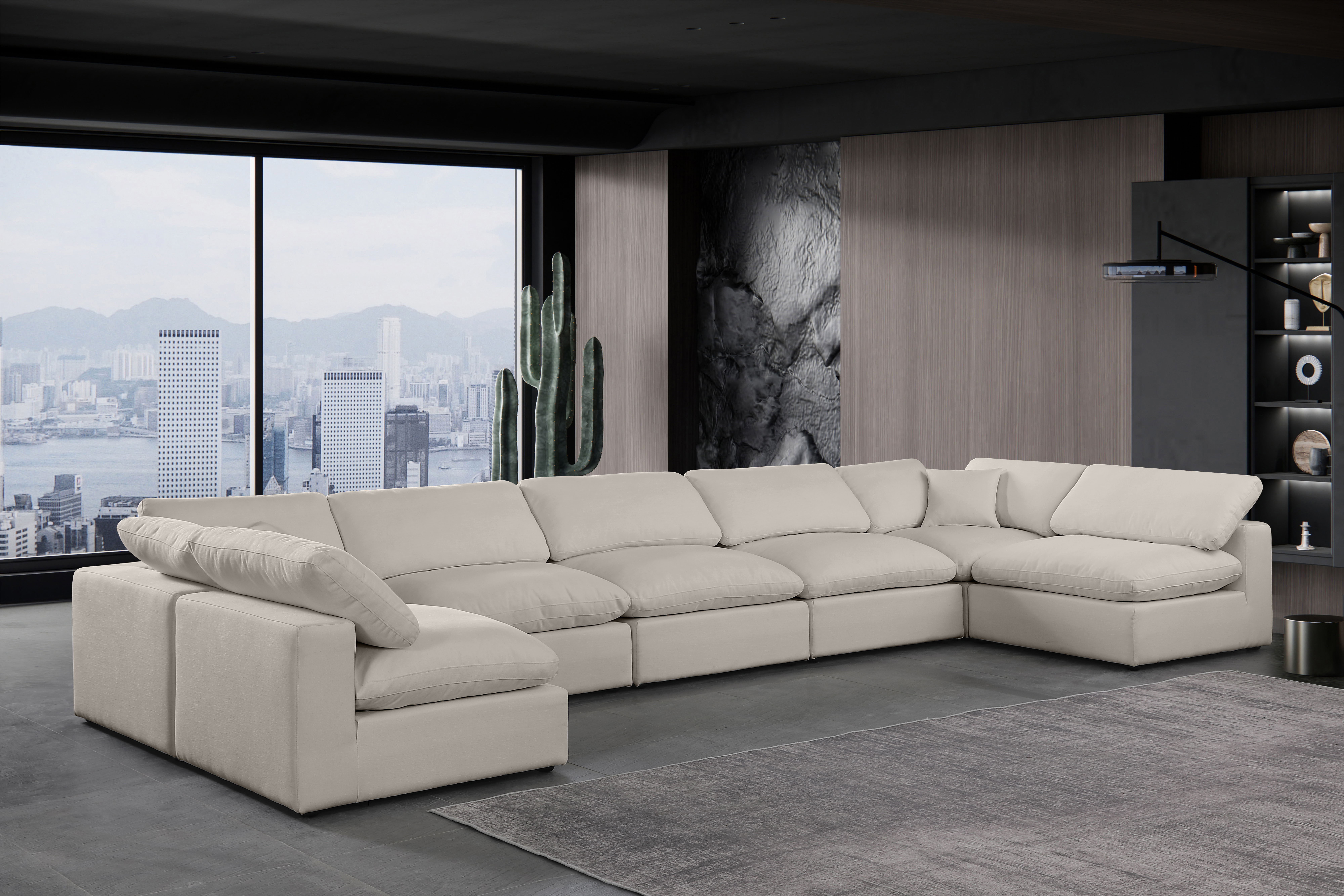 Comfy - 7 Piece Linen Modular Armless Sectional - Beige