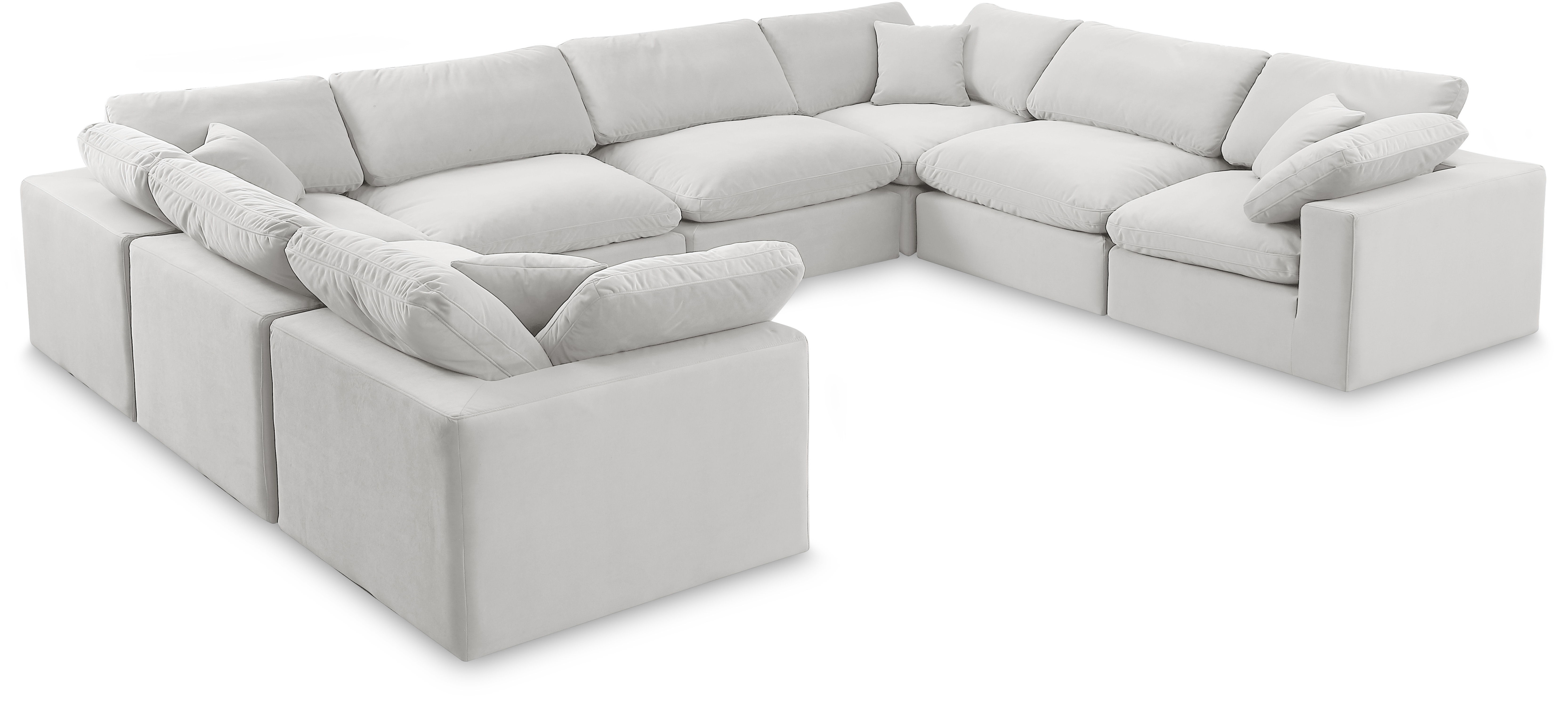 Comfy - 8 Piece Velvet Modular Sectional - White