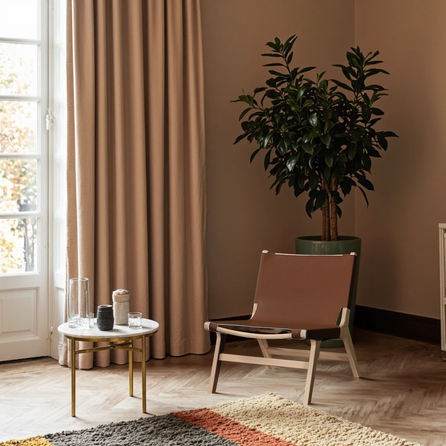 Rawlins - Vegan Leather Accent Chair - Cognac