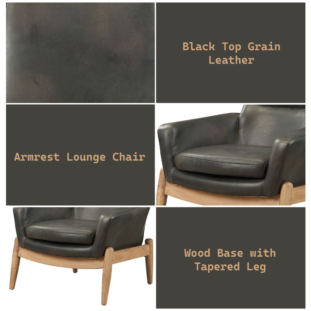 Dolphin - Accent Chair - Black Top Grain Leather, black, view 7