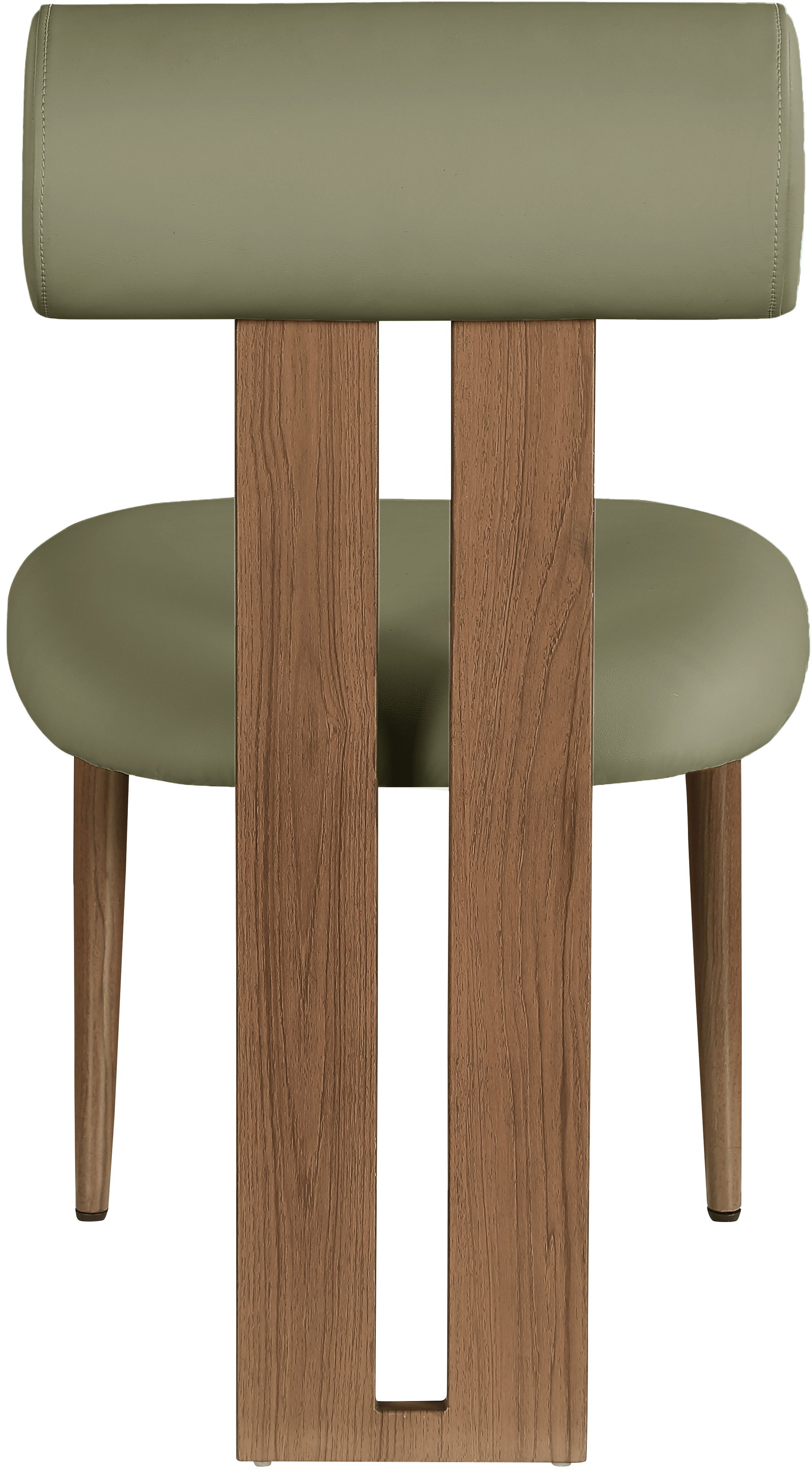 Dario - Faux Leather Dining Chair With Brown Frame (Set of 2) - Green