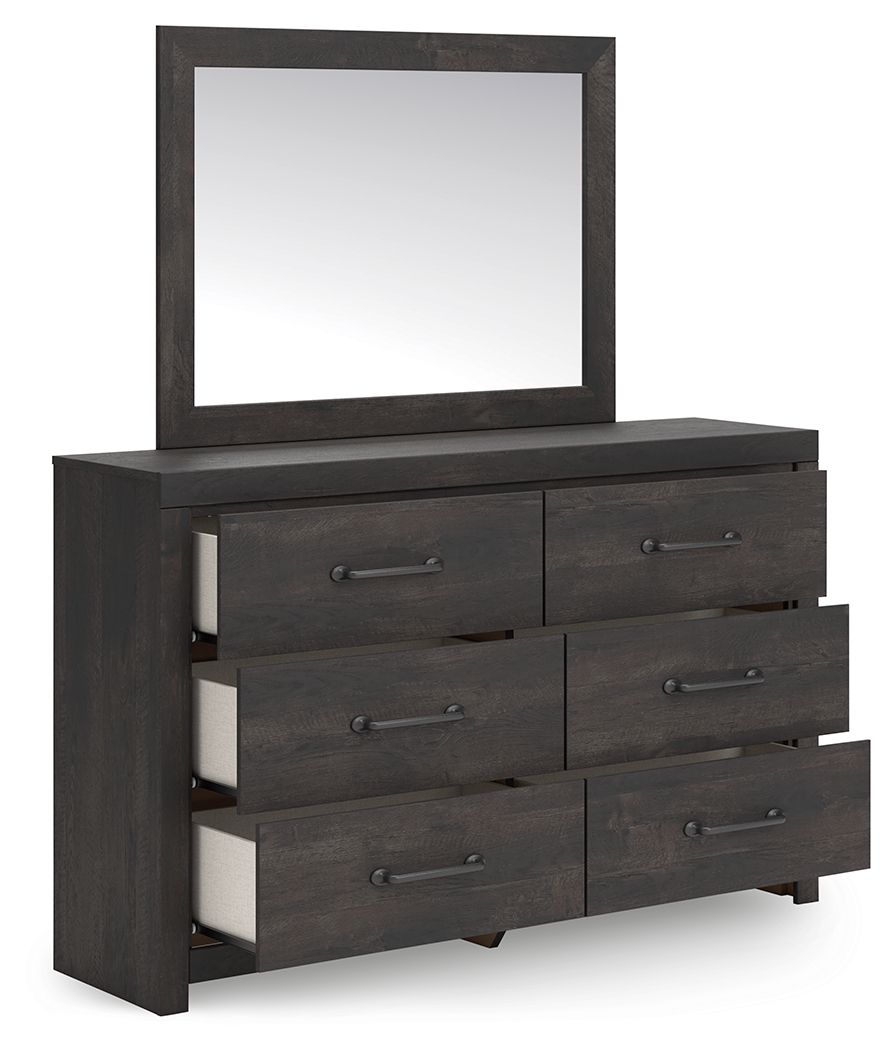 Ashley Furniture Hollivern - Dresser And Mirror - Dark Gray - Image 4