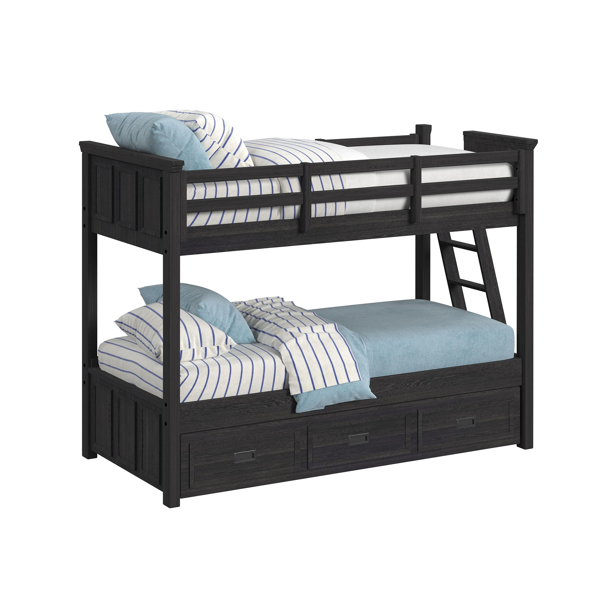 Twin Over Twin Bunk With Ladder And Trundle